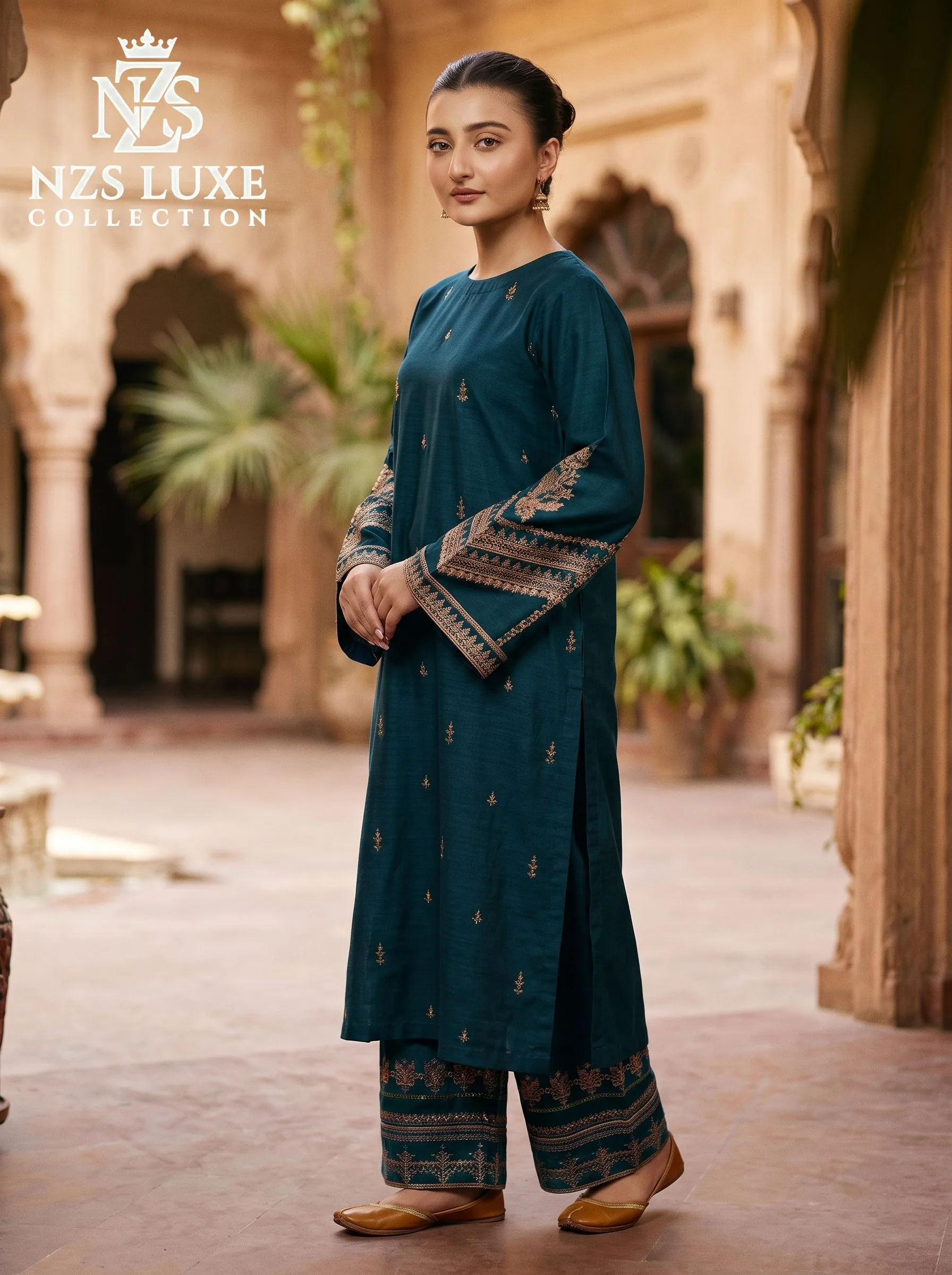 Dhanak Embroidered Front & Sleeves 2-Piece unStitched Suit - image 1