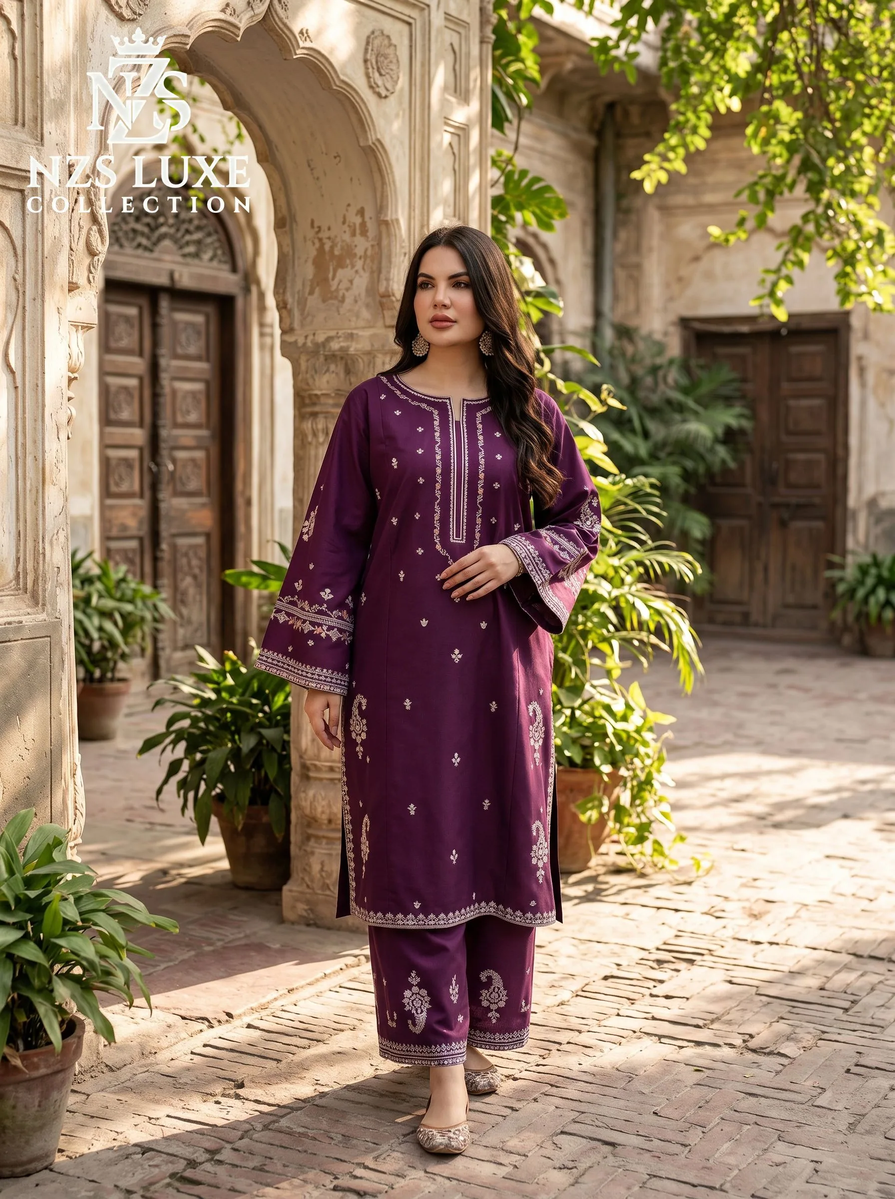 Dhanak Embroidered Front & Sleeves 2-Piece unStitched Suit - image 3