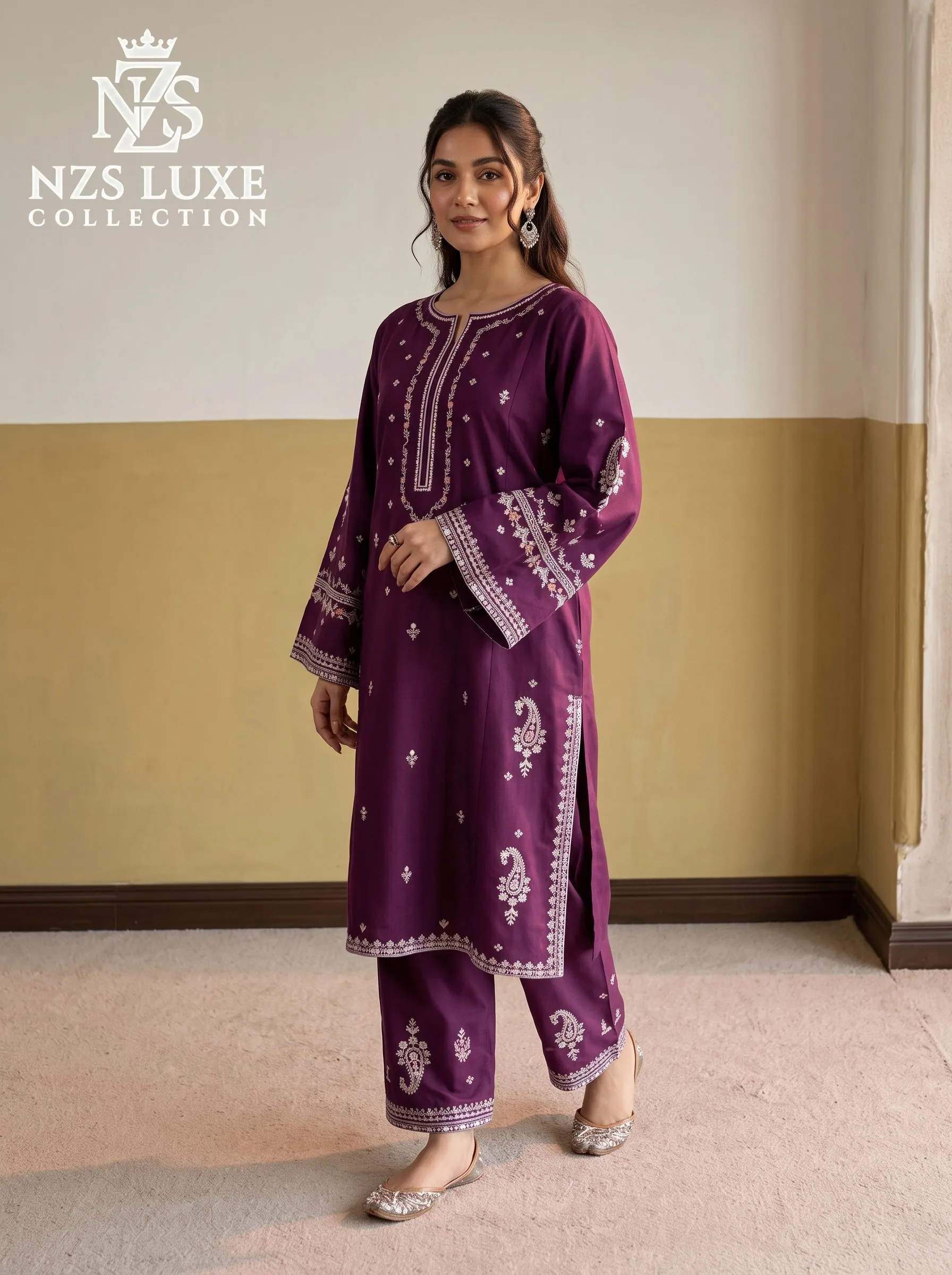 Dhanak Embroidered Front & Sleeves 2-Piece unStitched Suit - image 4