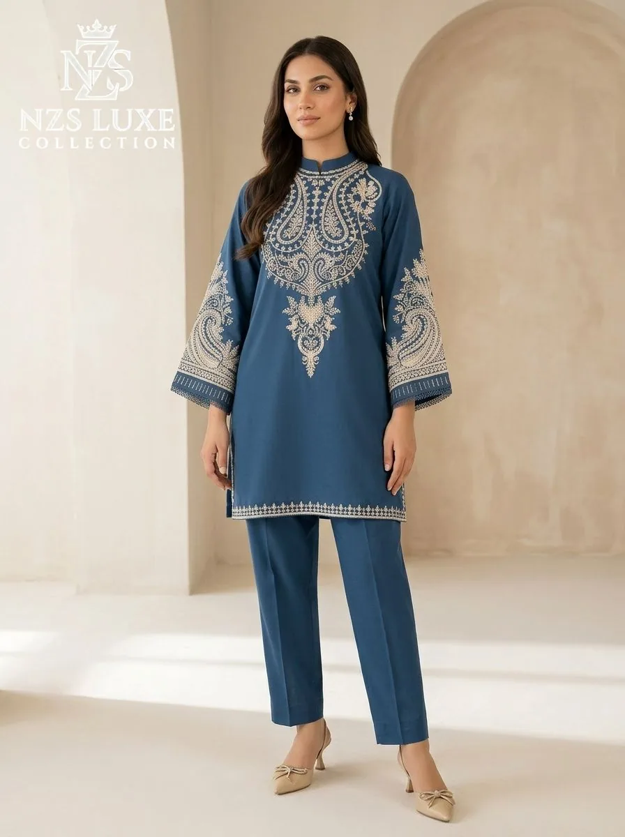 Dhanak Embroidered 2-Piece unStitched Suit - image 1