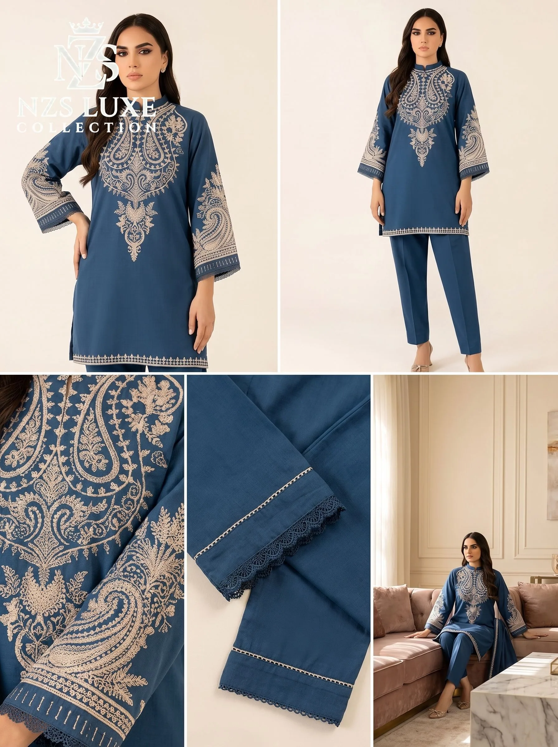 Dhanak Embroidered 2-Piece unStitched Suit - image 2