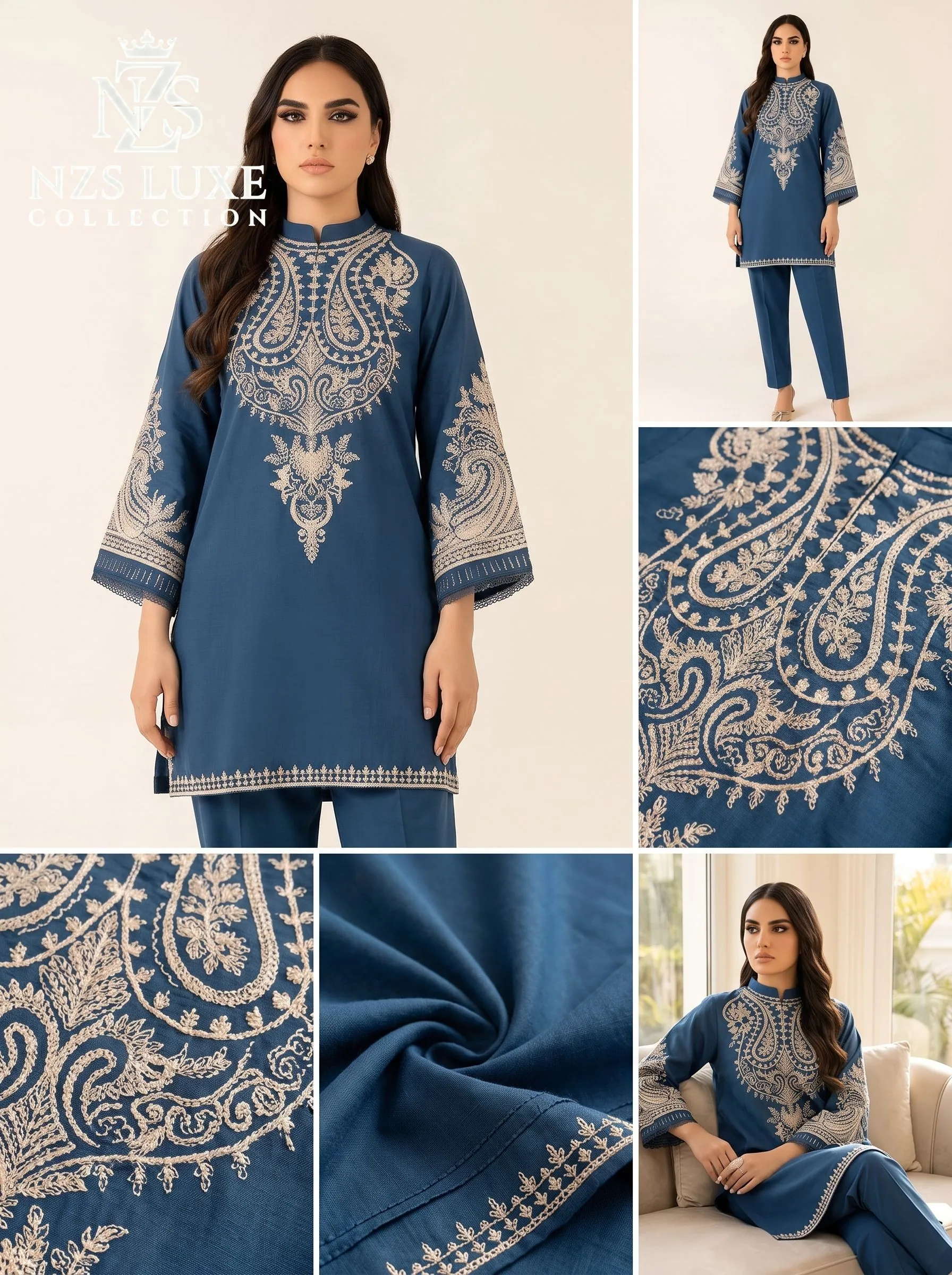 Dhanak Embroidered 2-Piece unStitched Suit - image 3