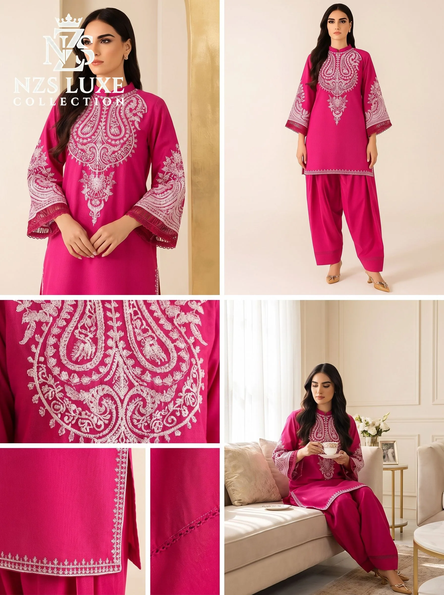 Dhanak Embroidered 2-Piece unStitched Suit - image 5