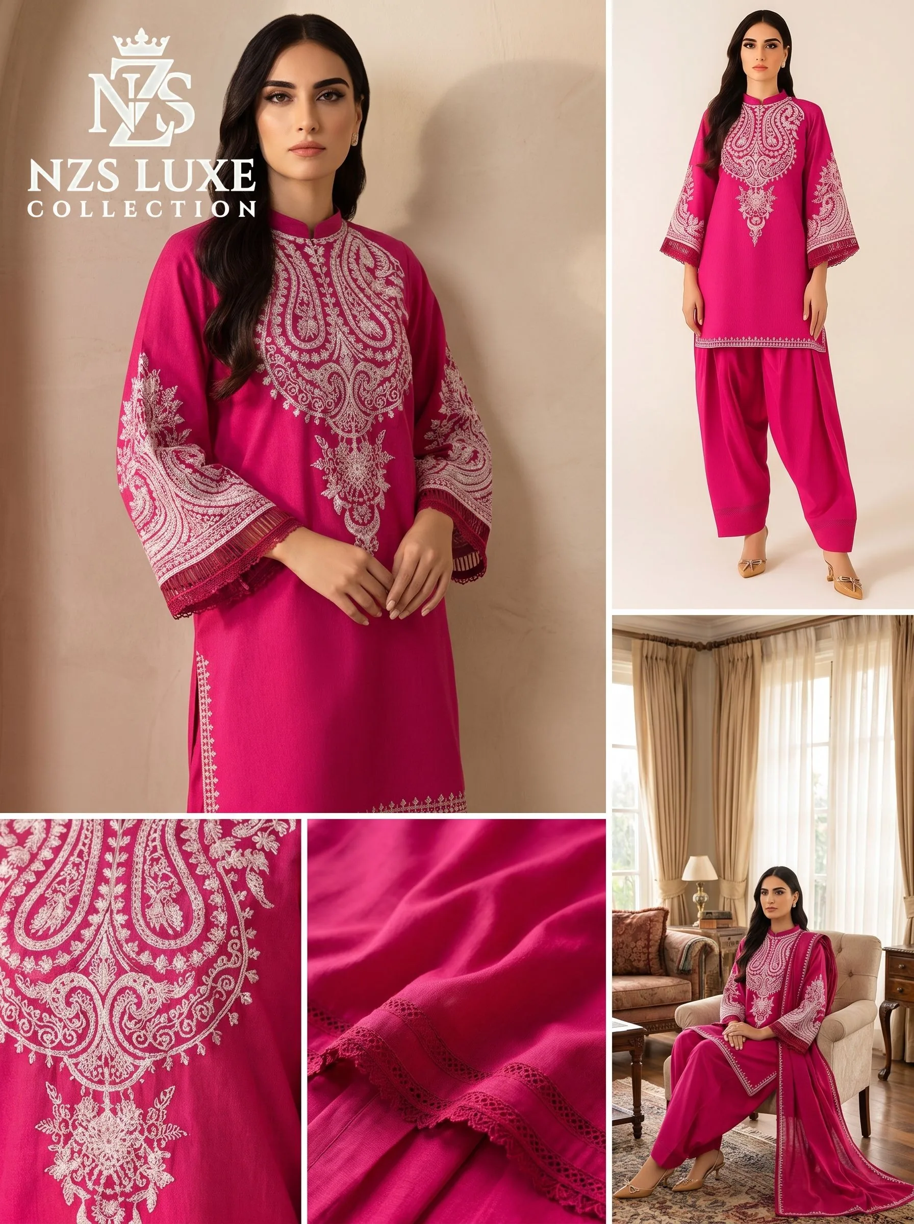 Dhanak Embroidered 2-Piece unStitched Suit - image 6