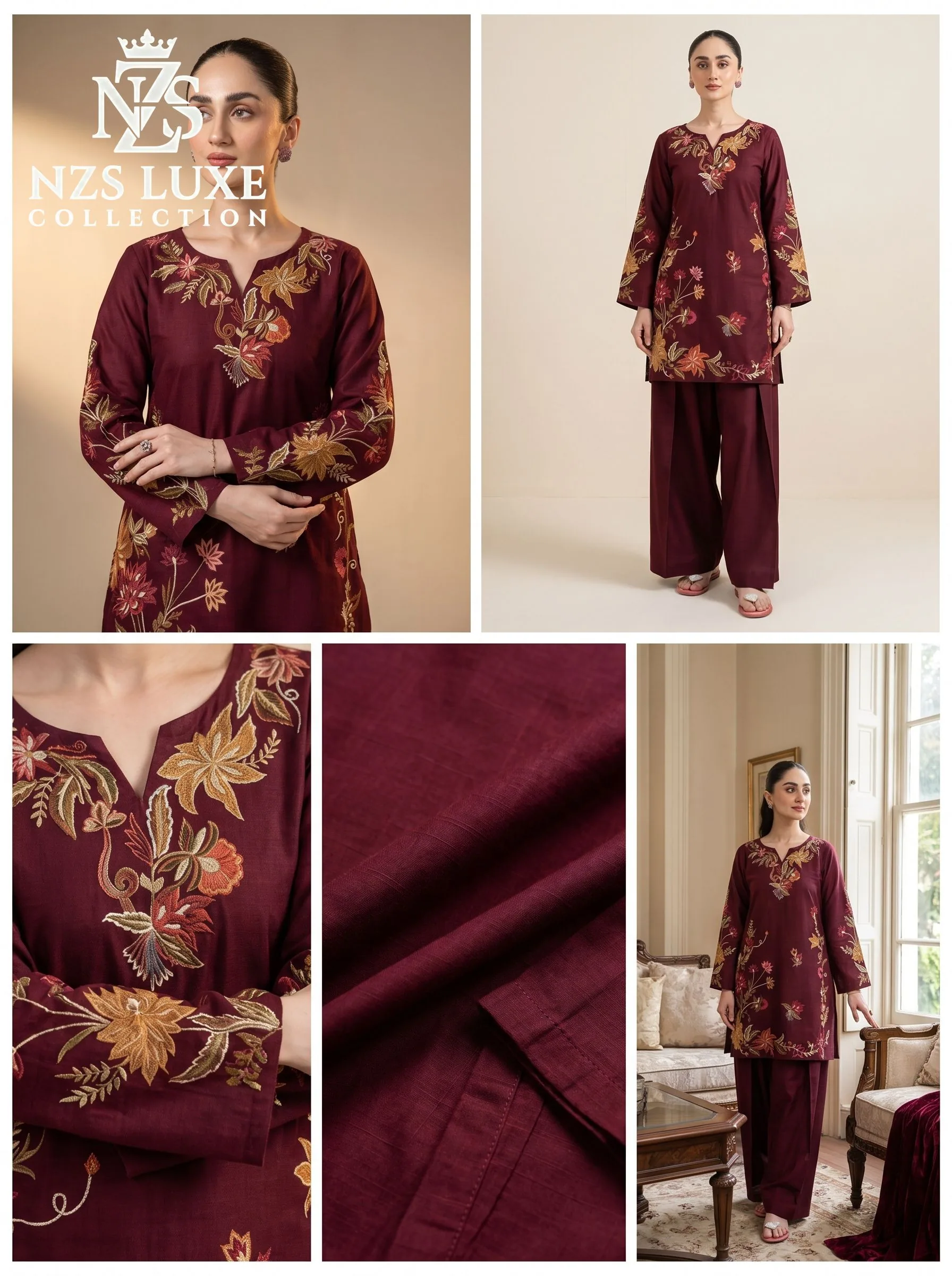 Dhanak Embroidered Front & Sleeves 2-Piece unStitched Suit - image 2