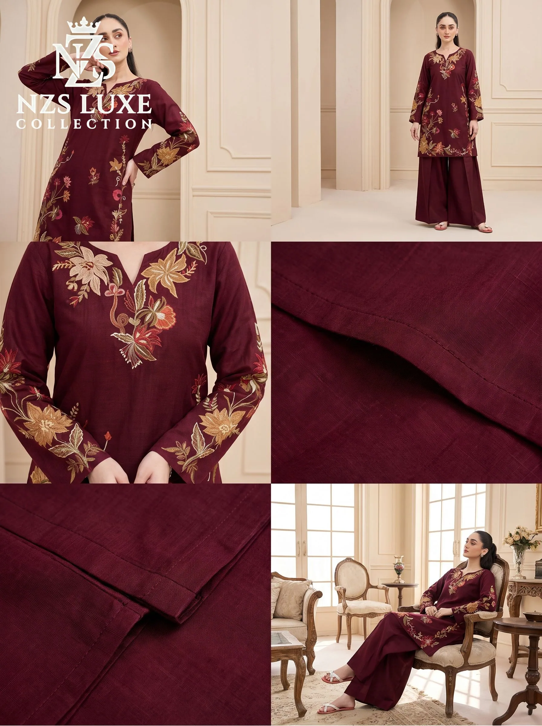 Dhanak Embroidered Front & Sleeves 2-Piece unStitched Suit - image 3