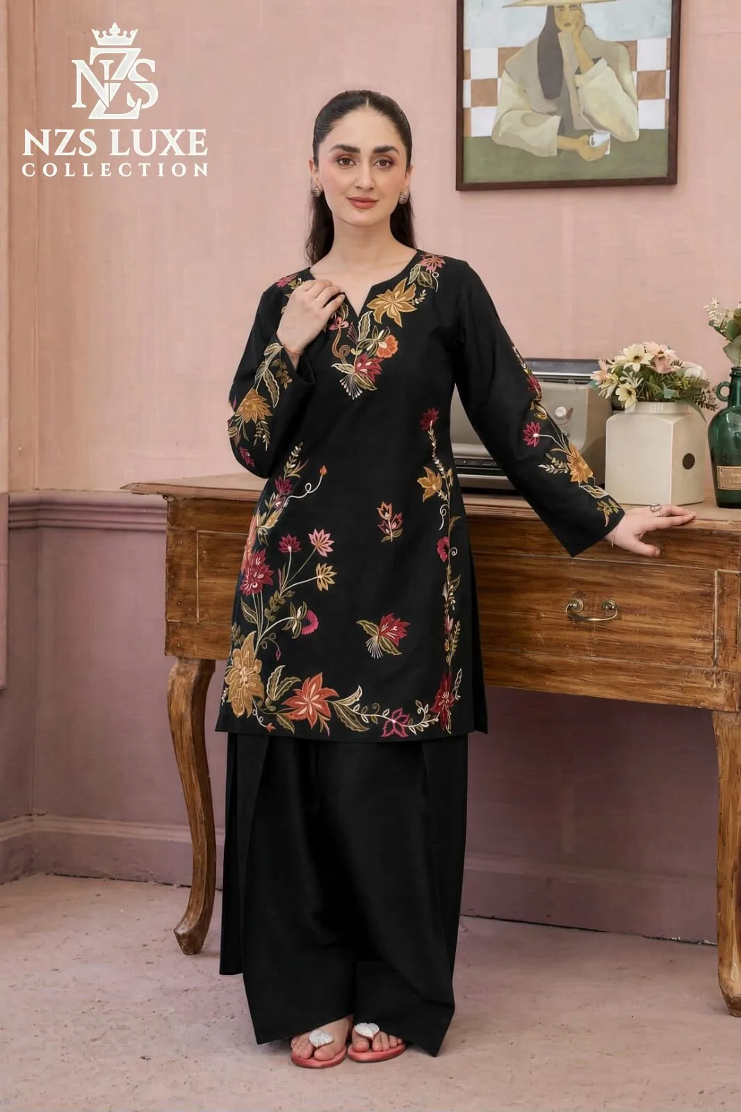 Dhanak Embroidered Front & Sleeves 2-Piece unStitched Suit - image 4
