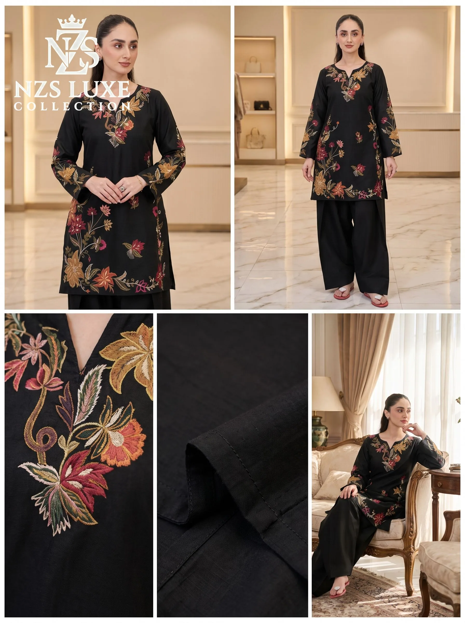 Dhanak Embroidered Front & Sleeves 2-Piece unStitched Suit - image 6