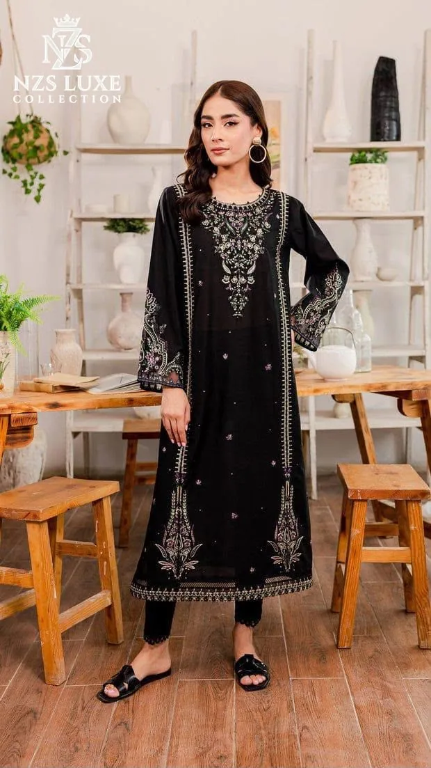 Dhanak Embroidered 2-Piece unStitched Suit - image 1