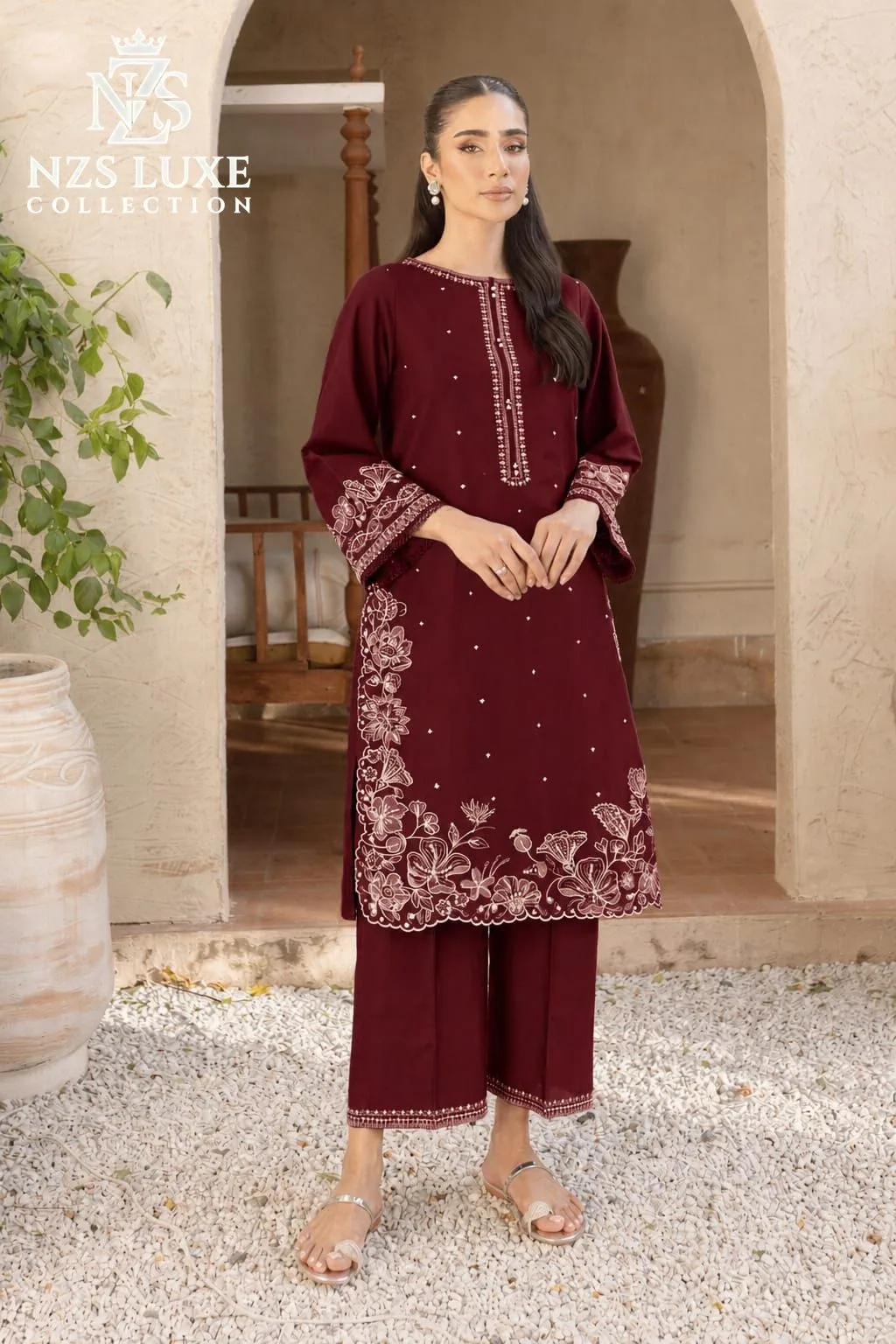 Dhanak Embroidered 2-Piece unStitched Suit - image 2