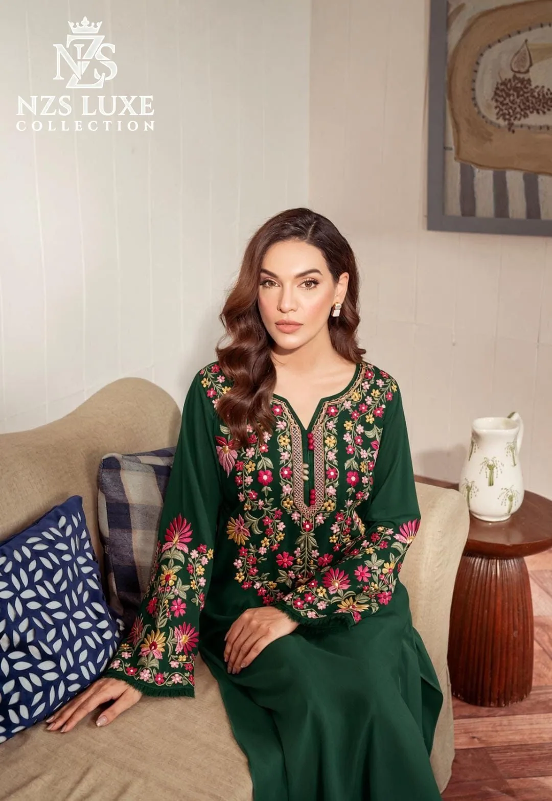 Dhanak Embroidered Front & Sleeves 2-Piece unStitched Suit - image 1