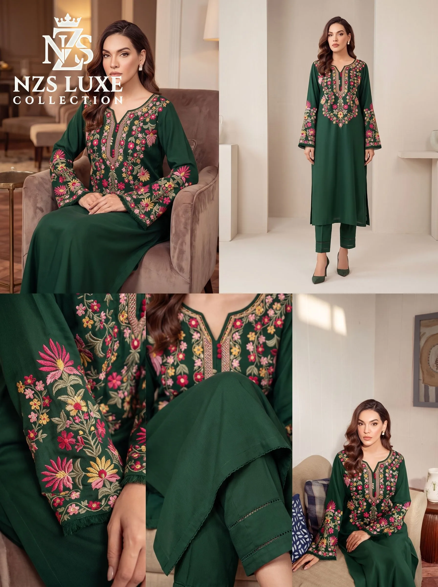 Dhanak Embroidered Front & Sleeves 2-Piece unStitched Suit - image 2