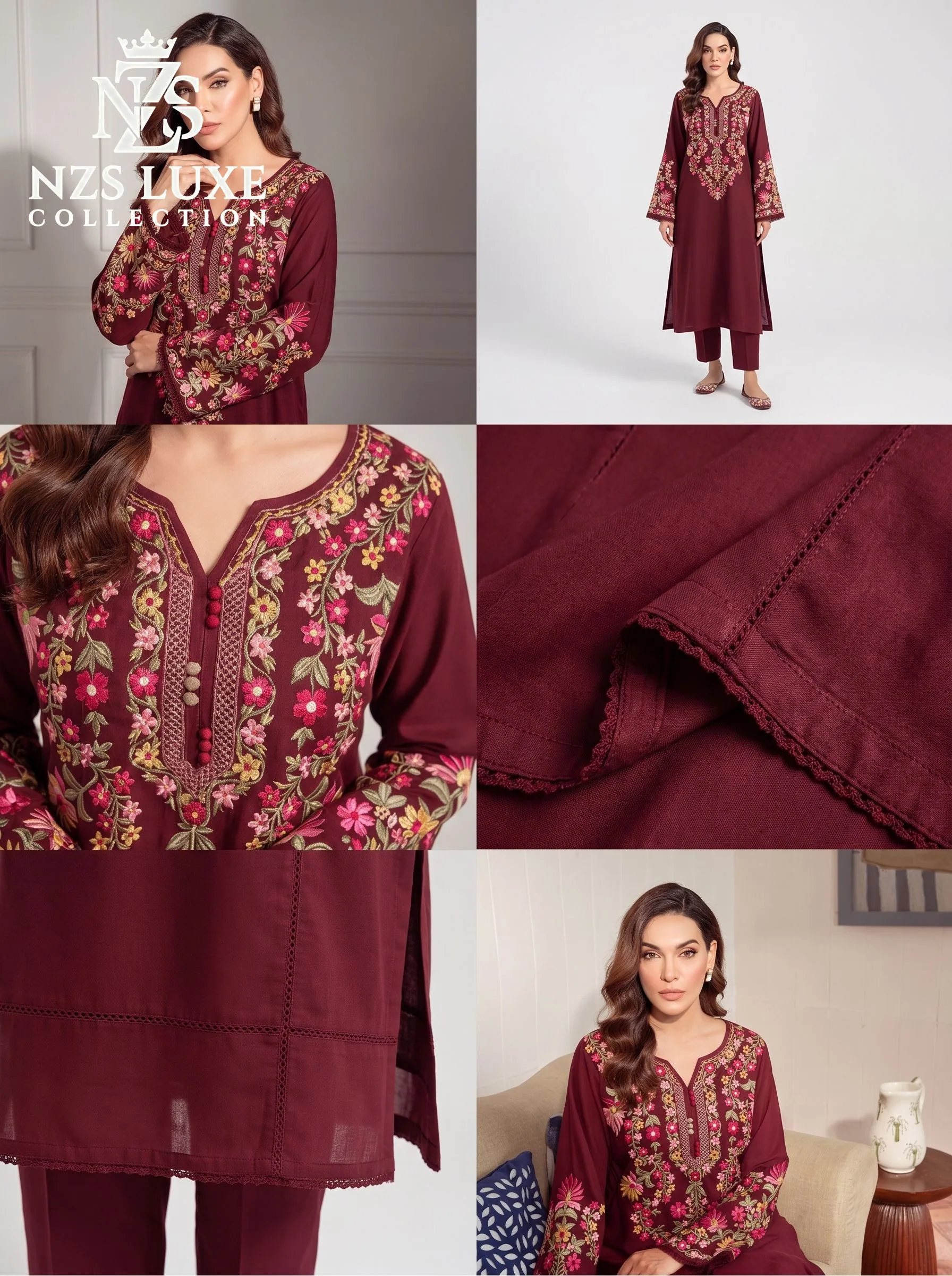 Dhanak Embroidered Front & Sleeves 2-Piece unStitched Suit - image 6