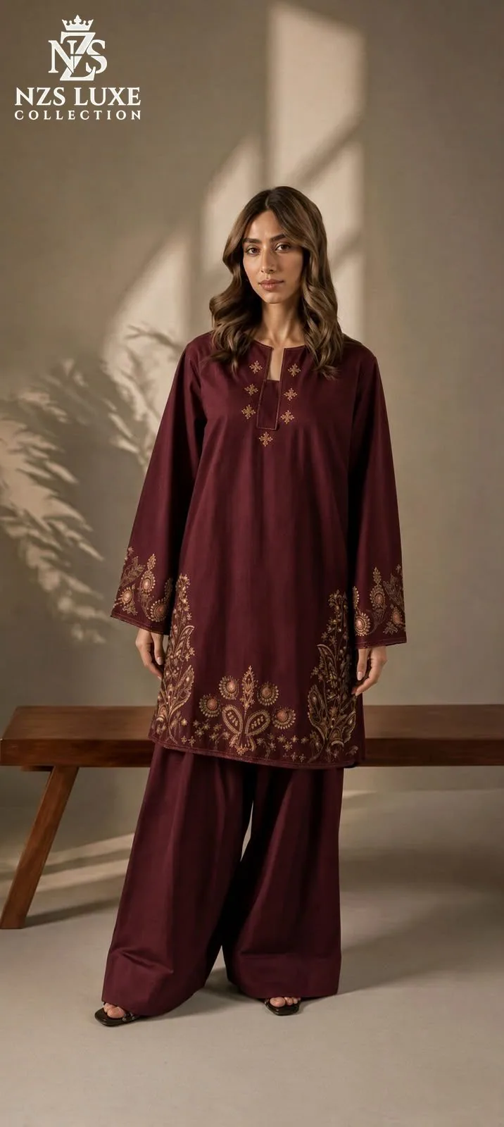 Dhanak Embroidered Front & Sleeves 2-Piece unStitched Suit - image 3