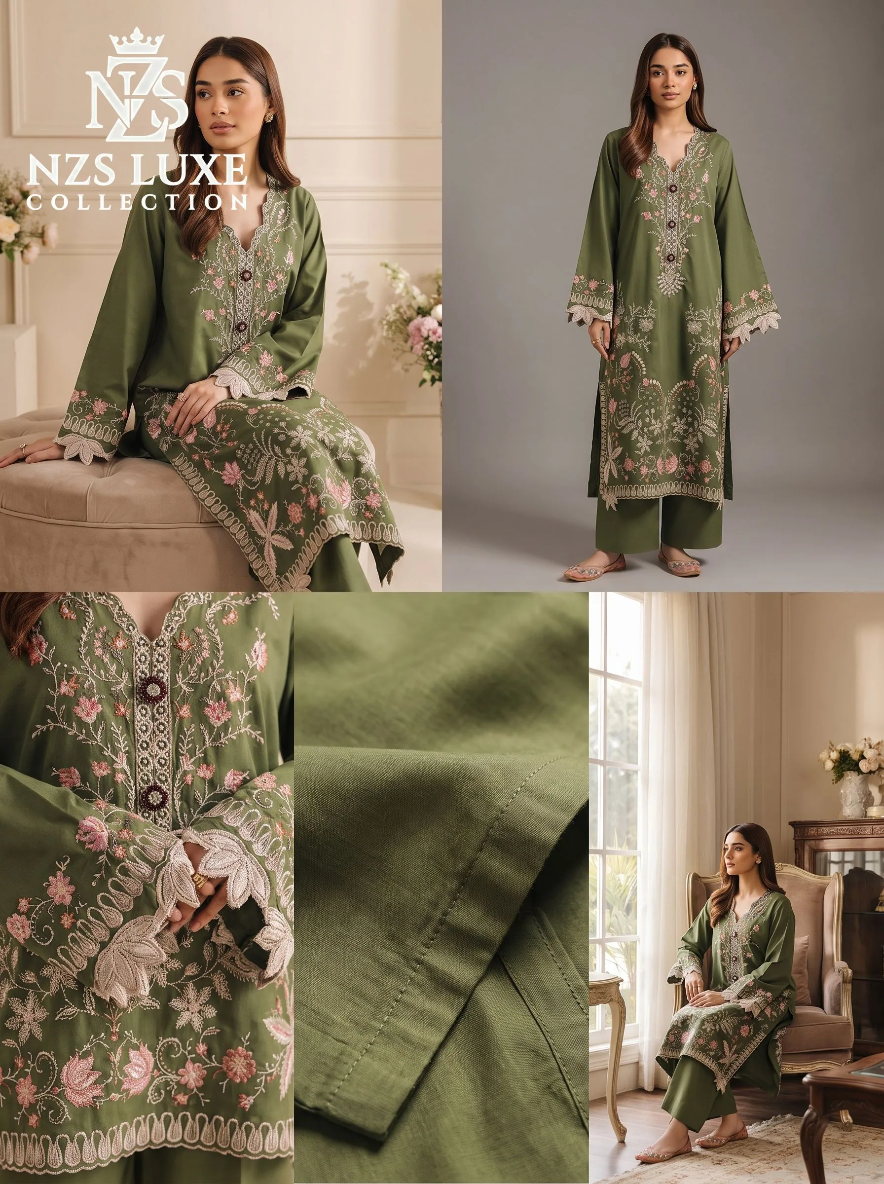Dhanak Embroidered 2-Piece unStitched Suit - image 2