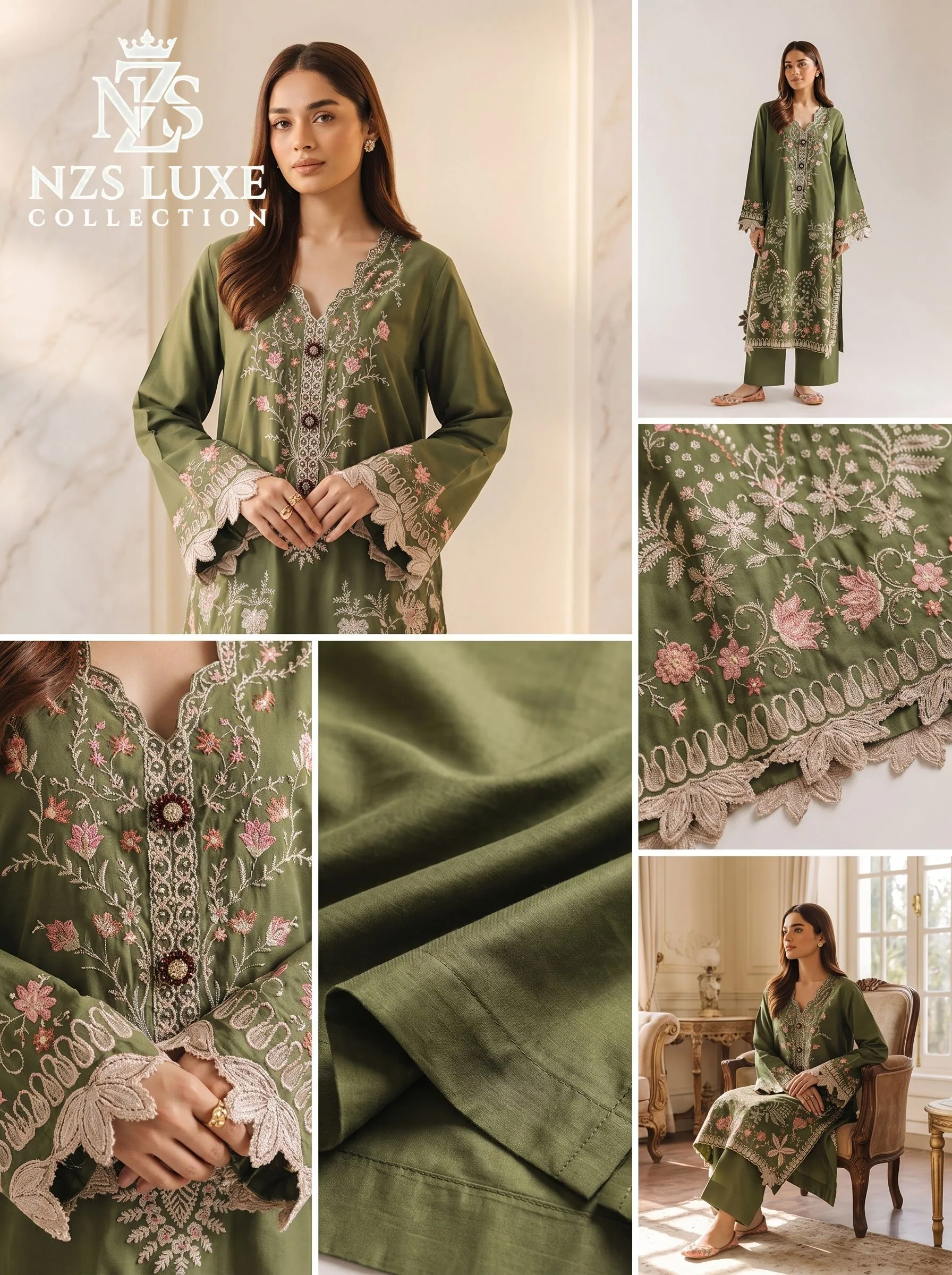Dhanak Embroidered 2-Piece unStitched Suit - image 3