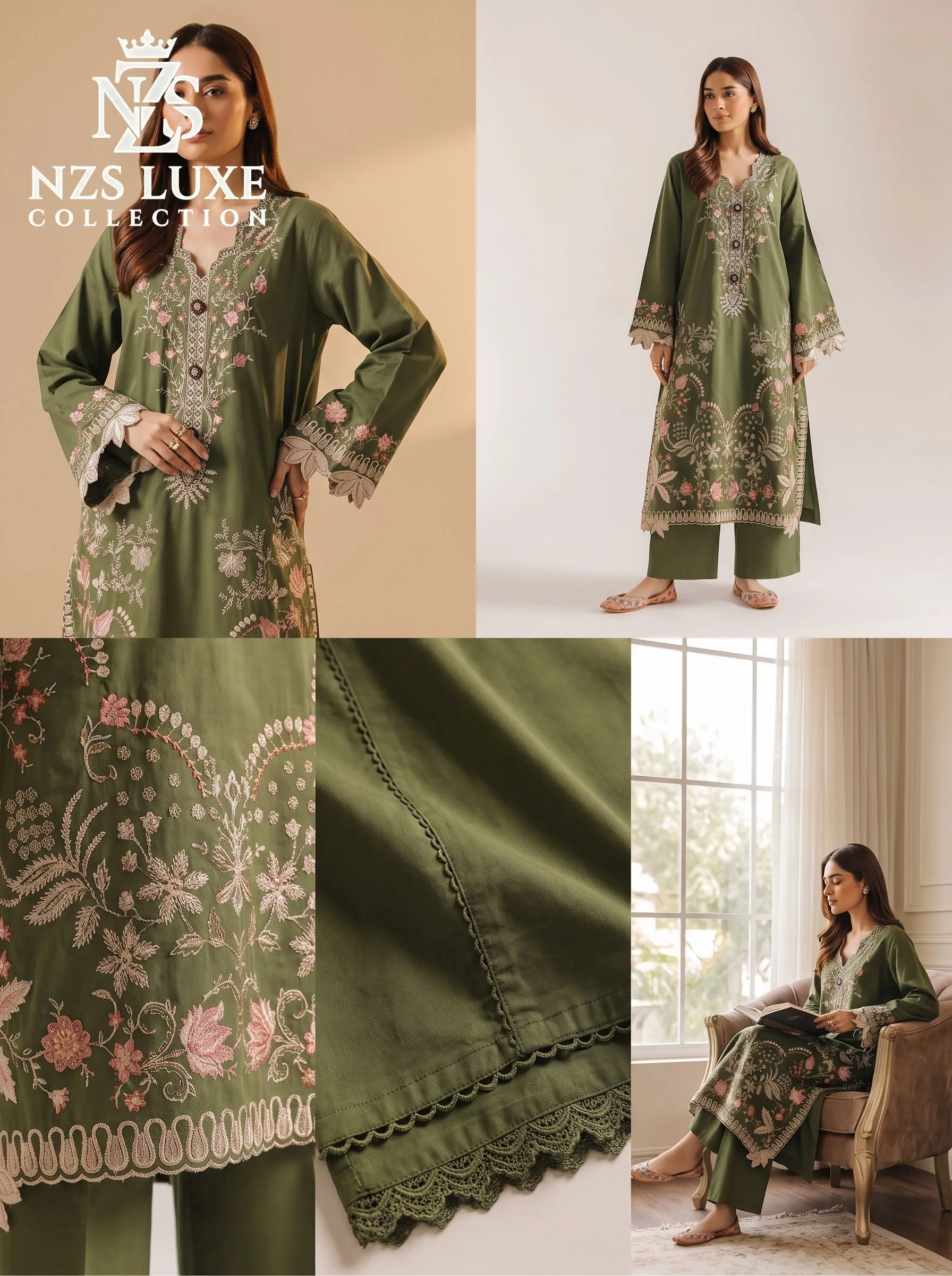 Dhanak Embroidered 2-Piece unStitched Suit - image 4