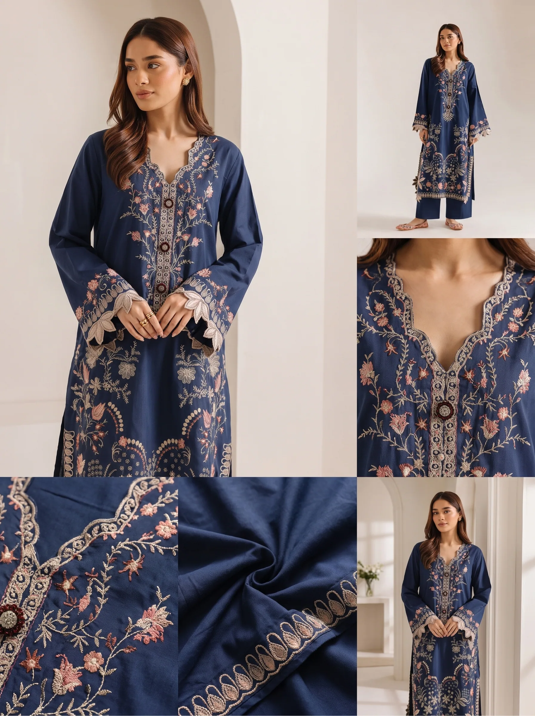 Dhanak Embroidered 2-Piece unStitched Suit - image 6