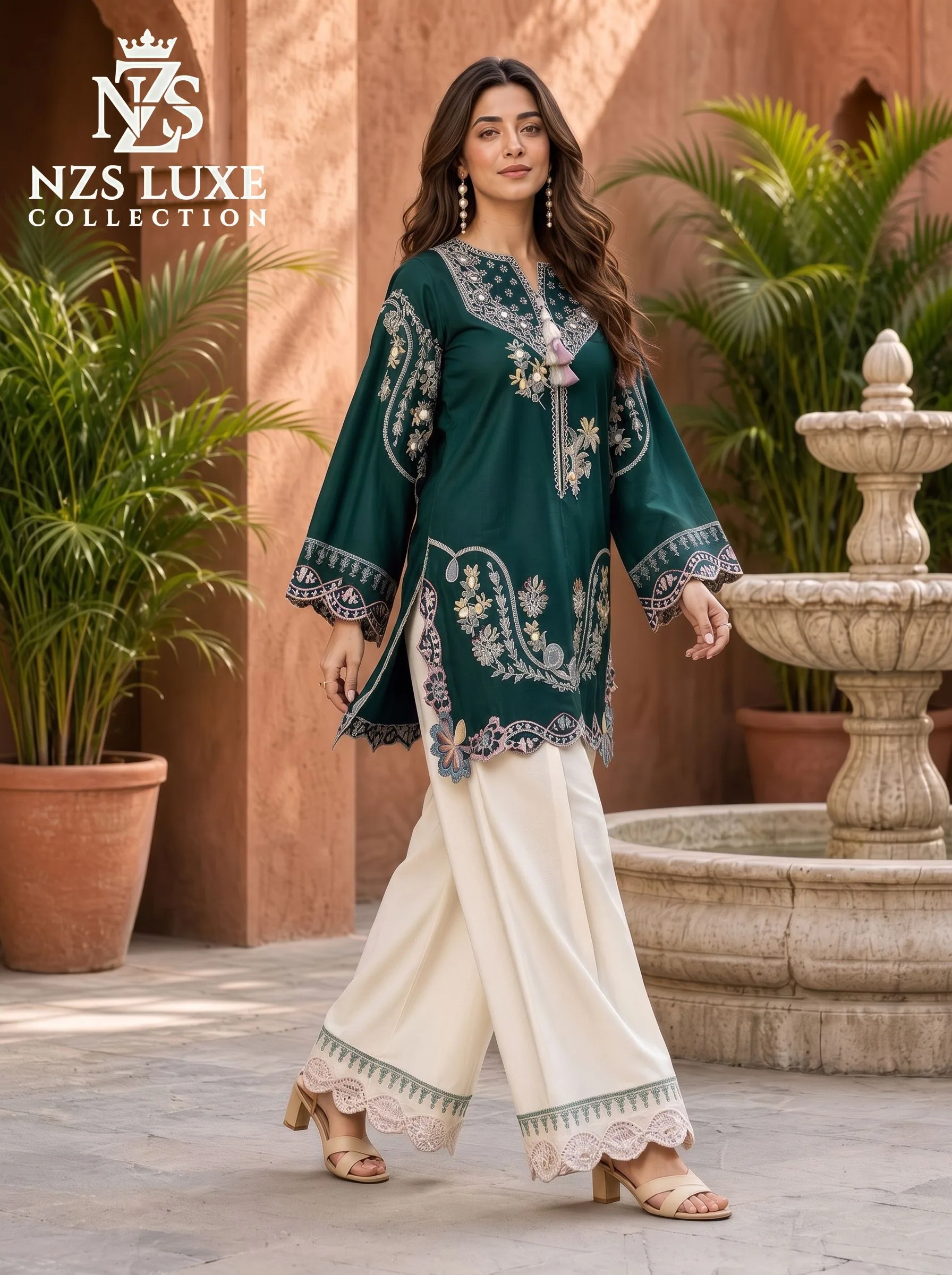 Dhanak Embroidered 2pc Front Sleeves unStitched Suit - image 1