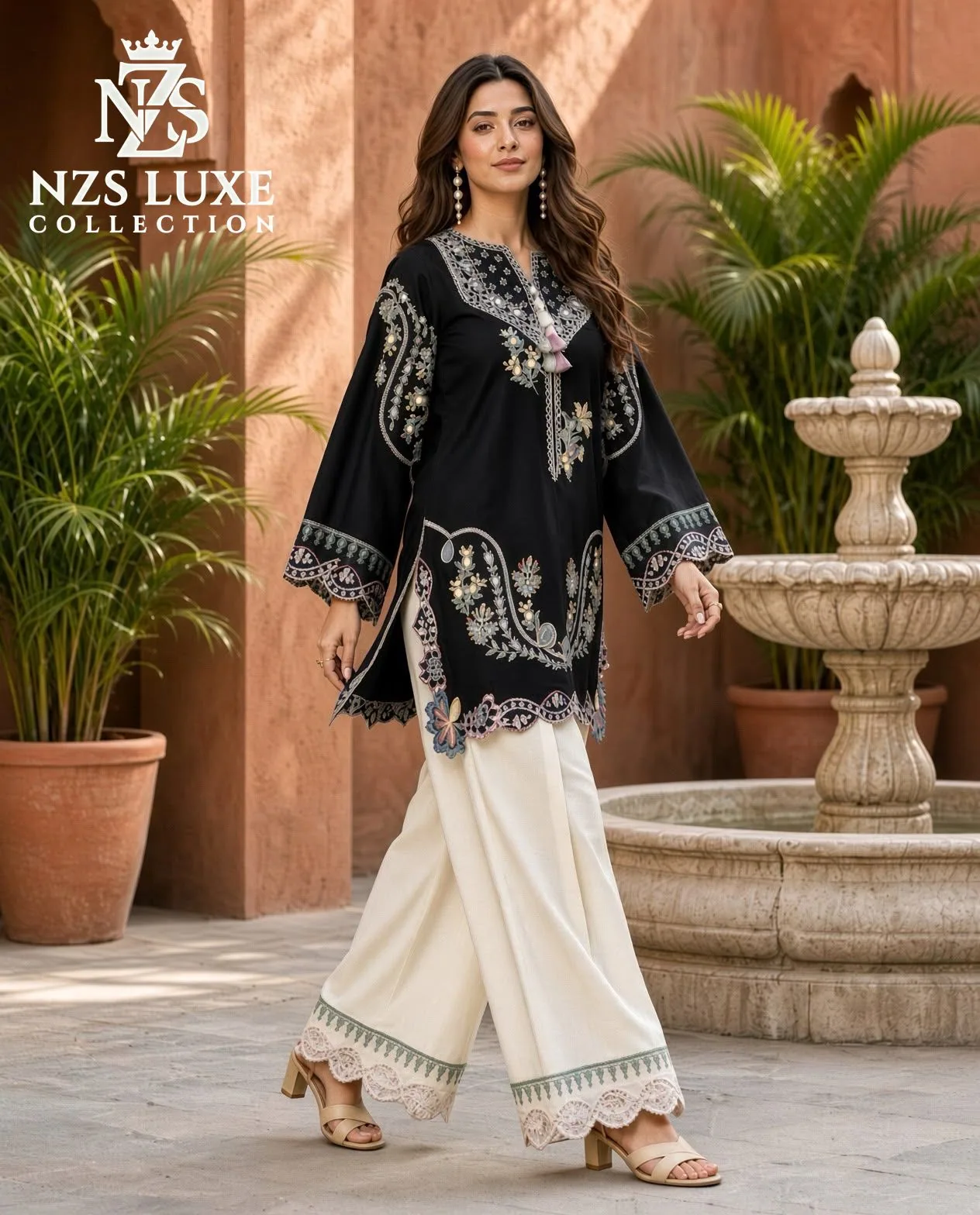 Dhanak Embroidered 2pc Front Sleeves unStitched Suit - image 2