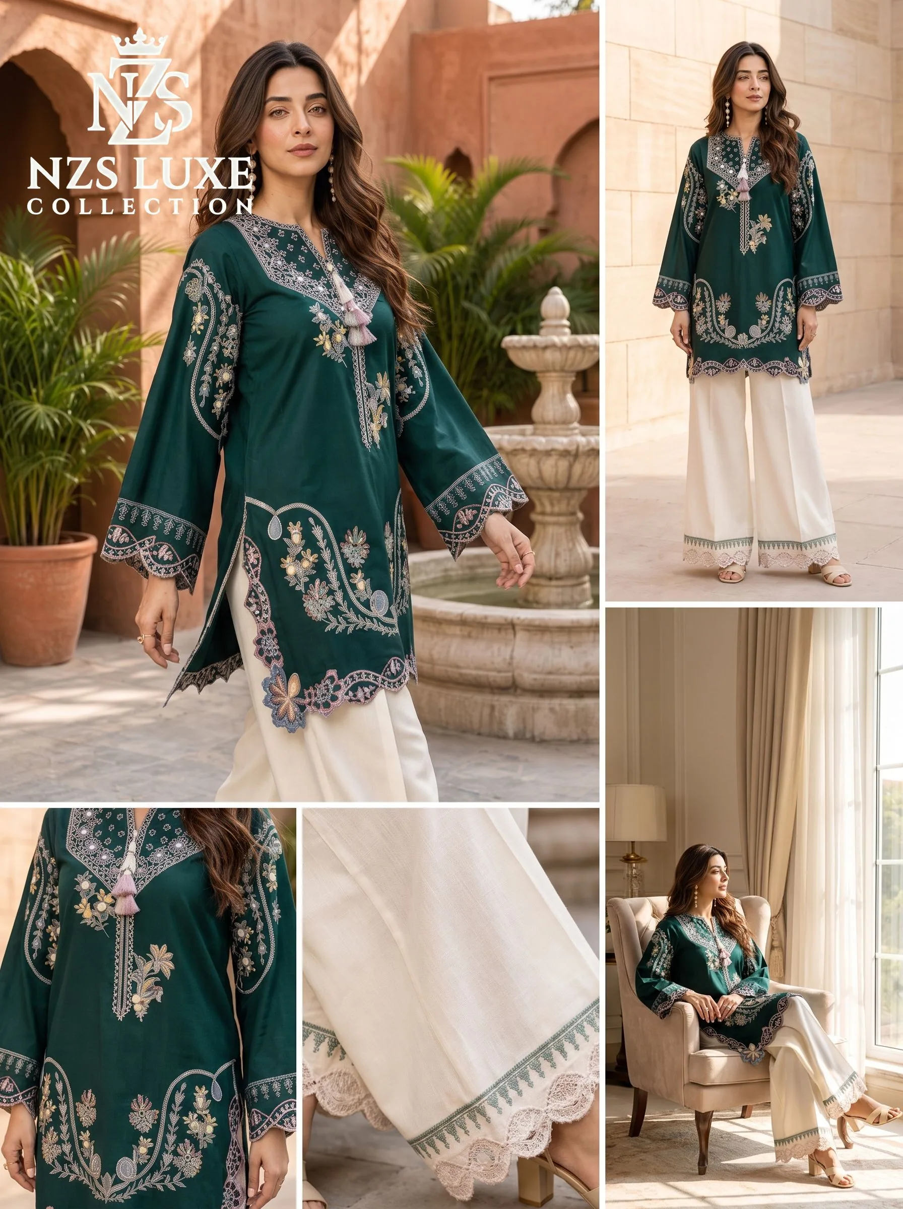 Dhanak Embroidered 2pc Front Sleeves unStitched Suit - image 3