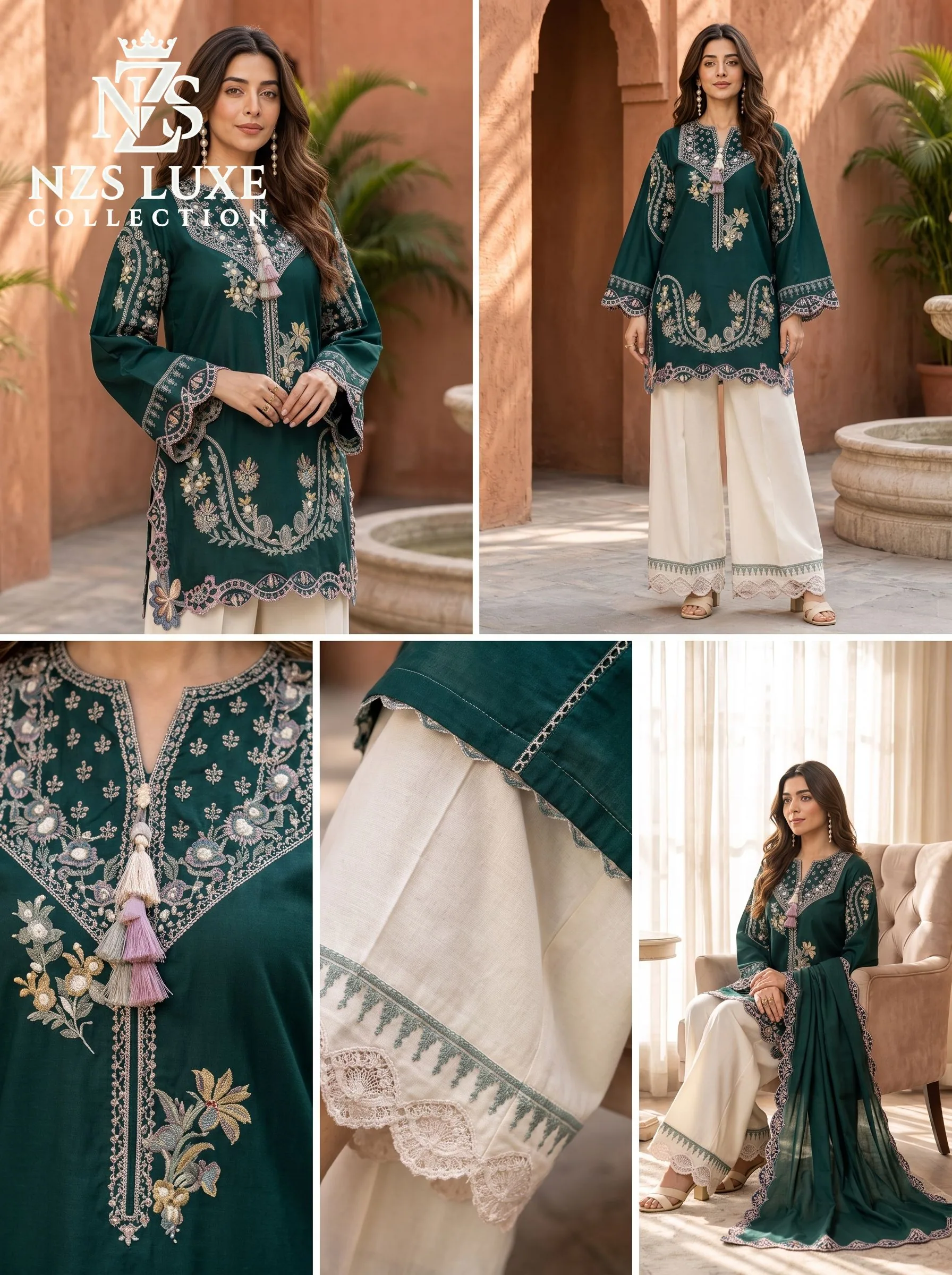 Dhanak Embroidered 2pc Front Sleeves unStitched Suit - image 4