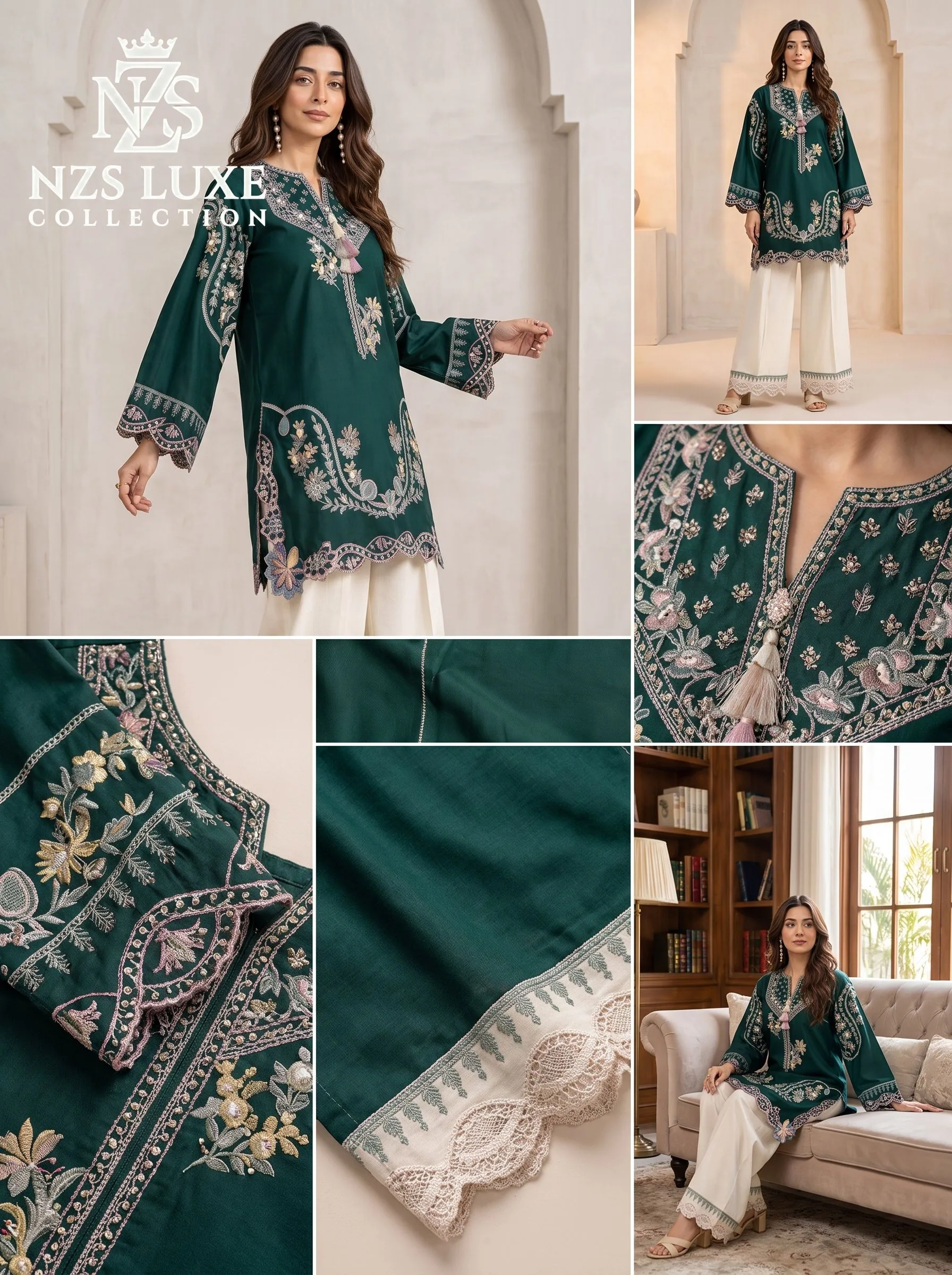 Dhanak Embroidered 2pc Front Sleeves unStitched Suit - image 5