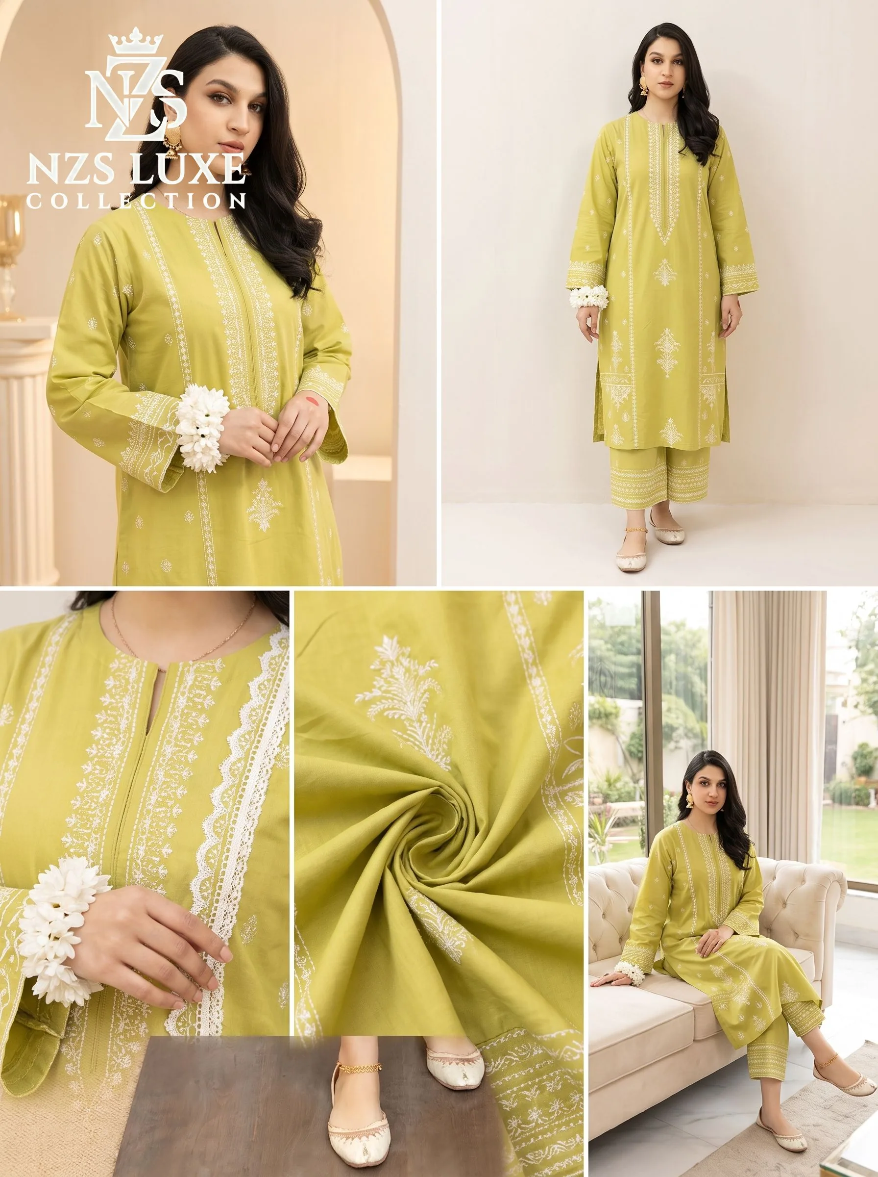Dhanak Embroidered Front & Sleeves 2-Piece unStitched Suit - image 2