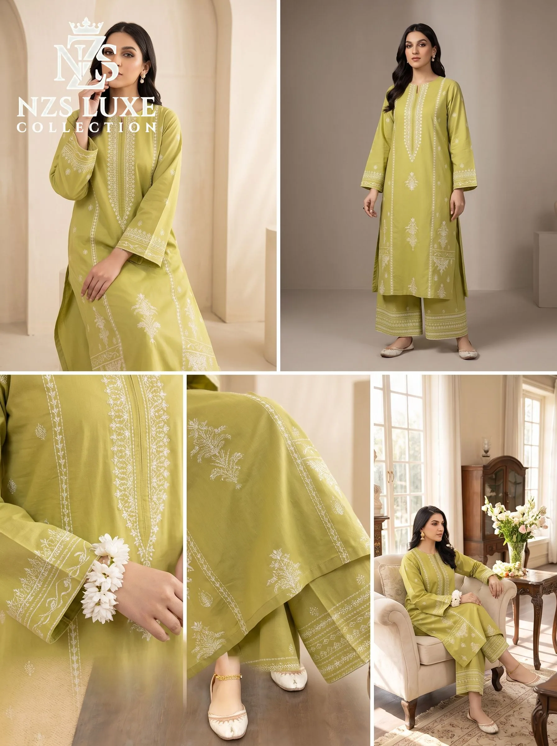 Dhanak Embroidered Front & Sleeves 2-Piece unStitched Suit - image 3