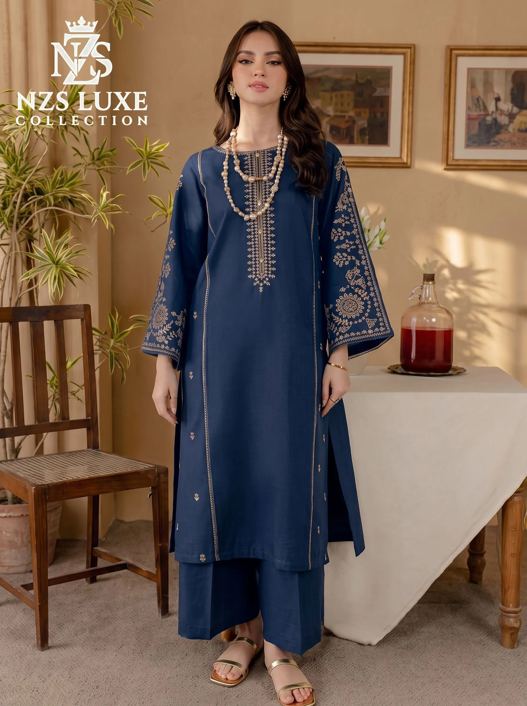 Dhanak Embroidered Front & Sleeves 2-Piece unStitched Suit - image 5