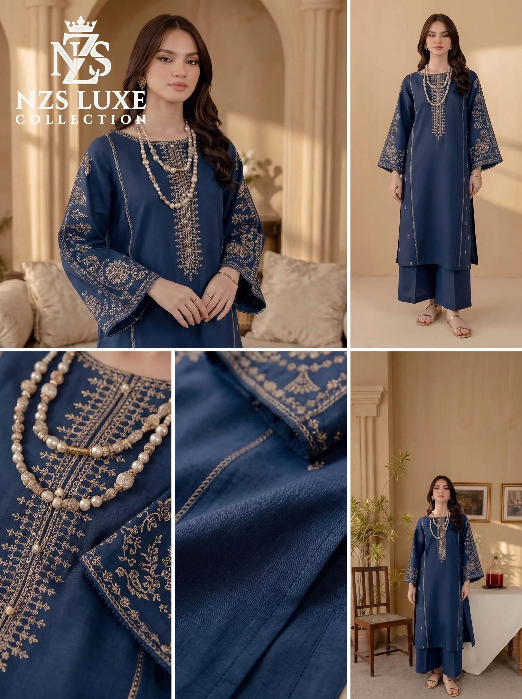 Dhanak Embroidered Front & Sleeves 2-Piece unStitched Suit - image 6