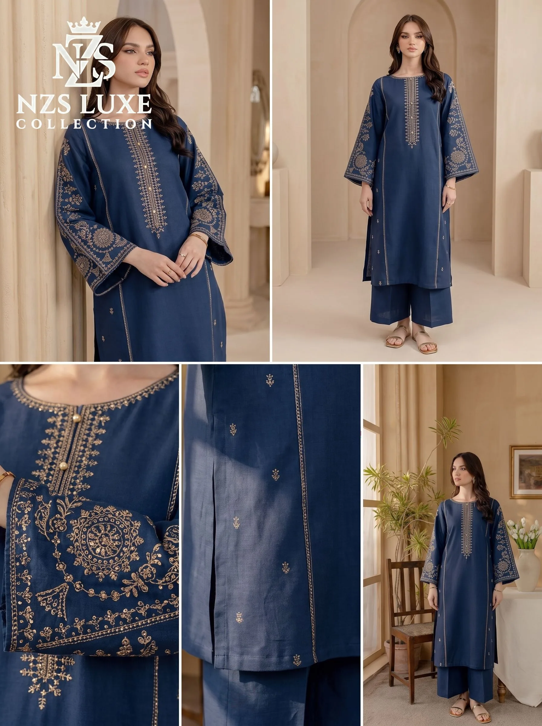 Dhanak Embroidered Front & Sleeves 2-Piece unStitched Suit - image 3