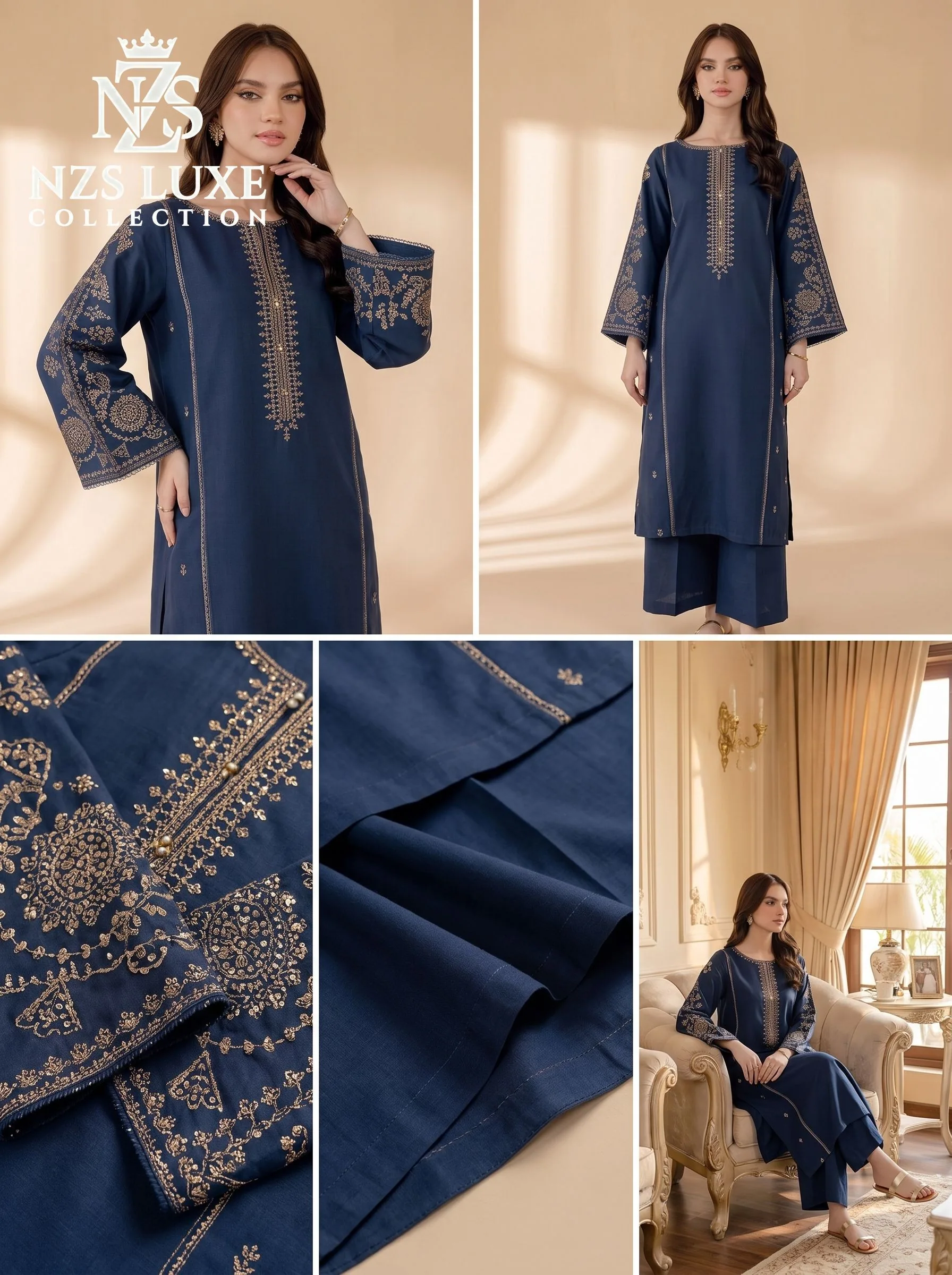 Dhanak Embroidered Front & Sleeves 2-Piece unStitched Suit - image 4