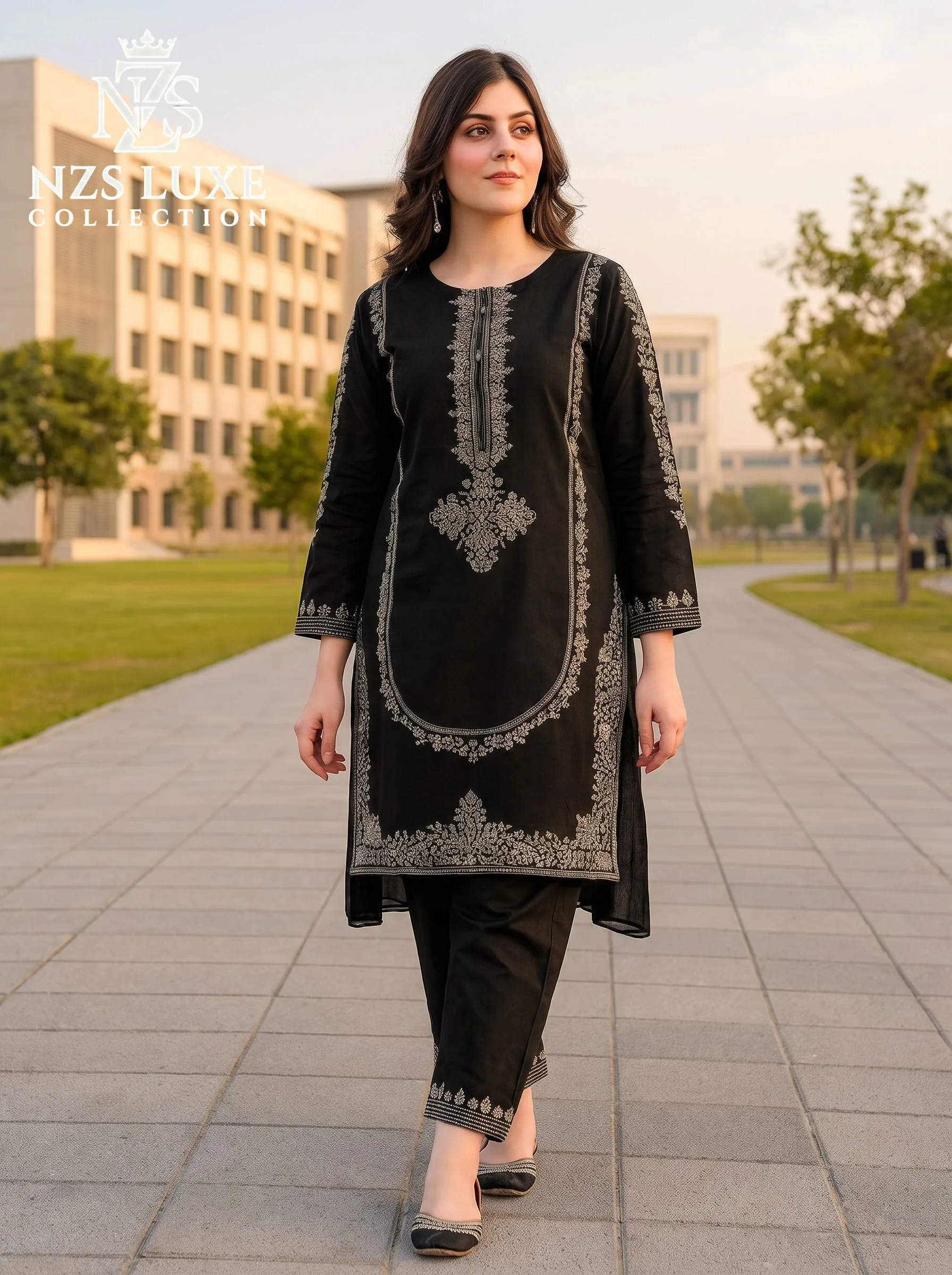 Dhanak Embroidered Front Sleeves 2-Piece Stitched Suit - image 5