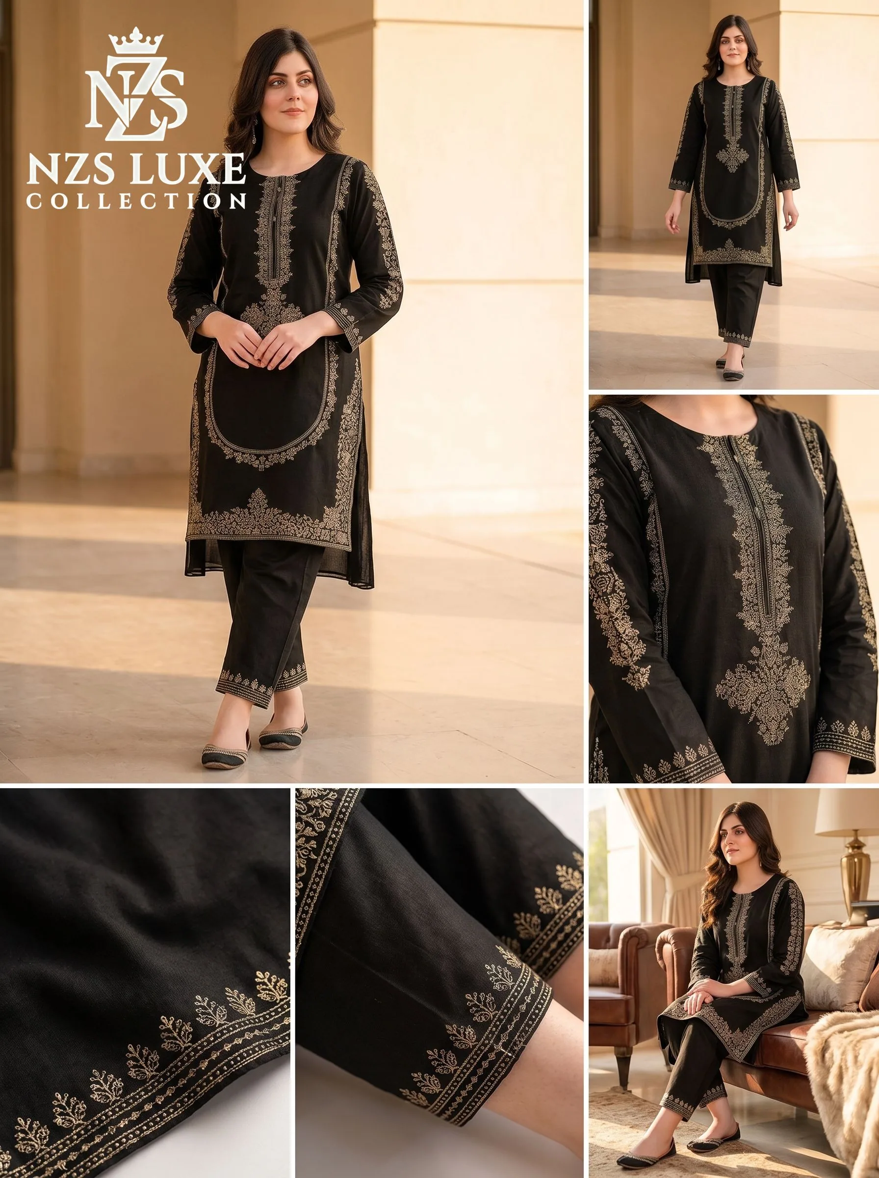 Dhanak Embroidered Front Sleeves 2-Piece Stitched Suit - image 6