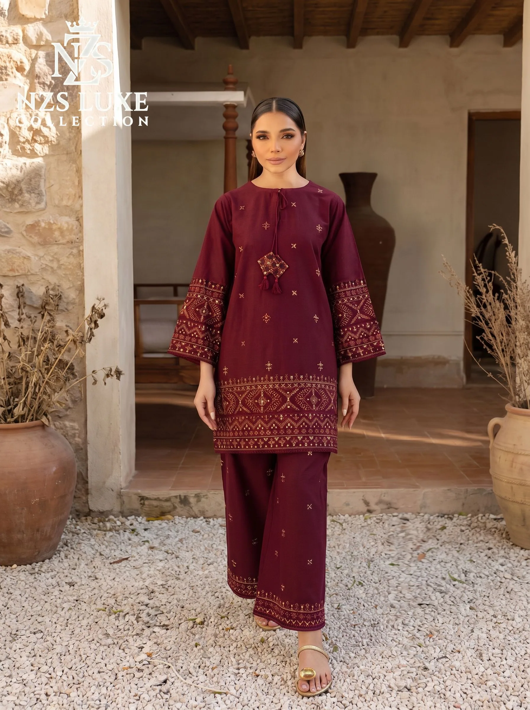 Dhanak Embroidered 2-Piece unStitched Suit - image 5