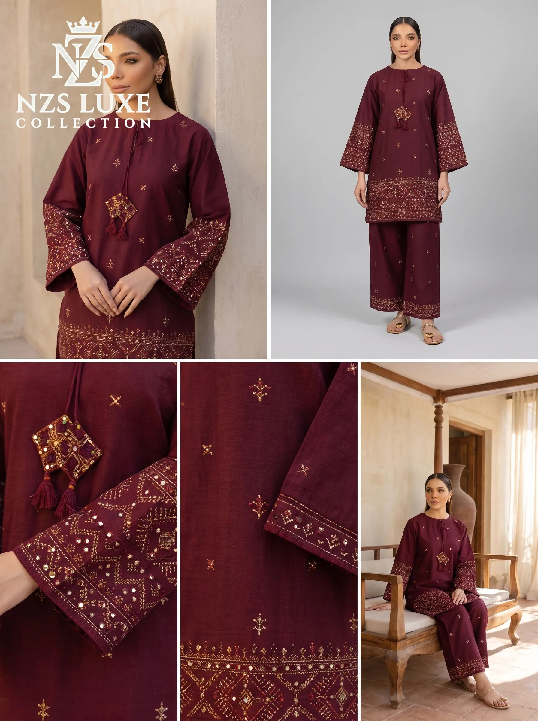 Dhanak Embroidered 2-Piece unStitched Suit - image 6