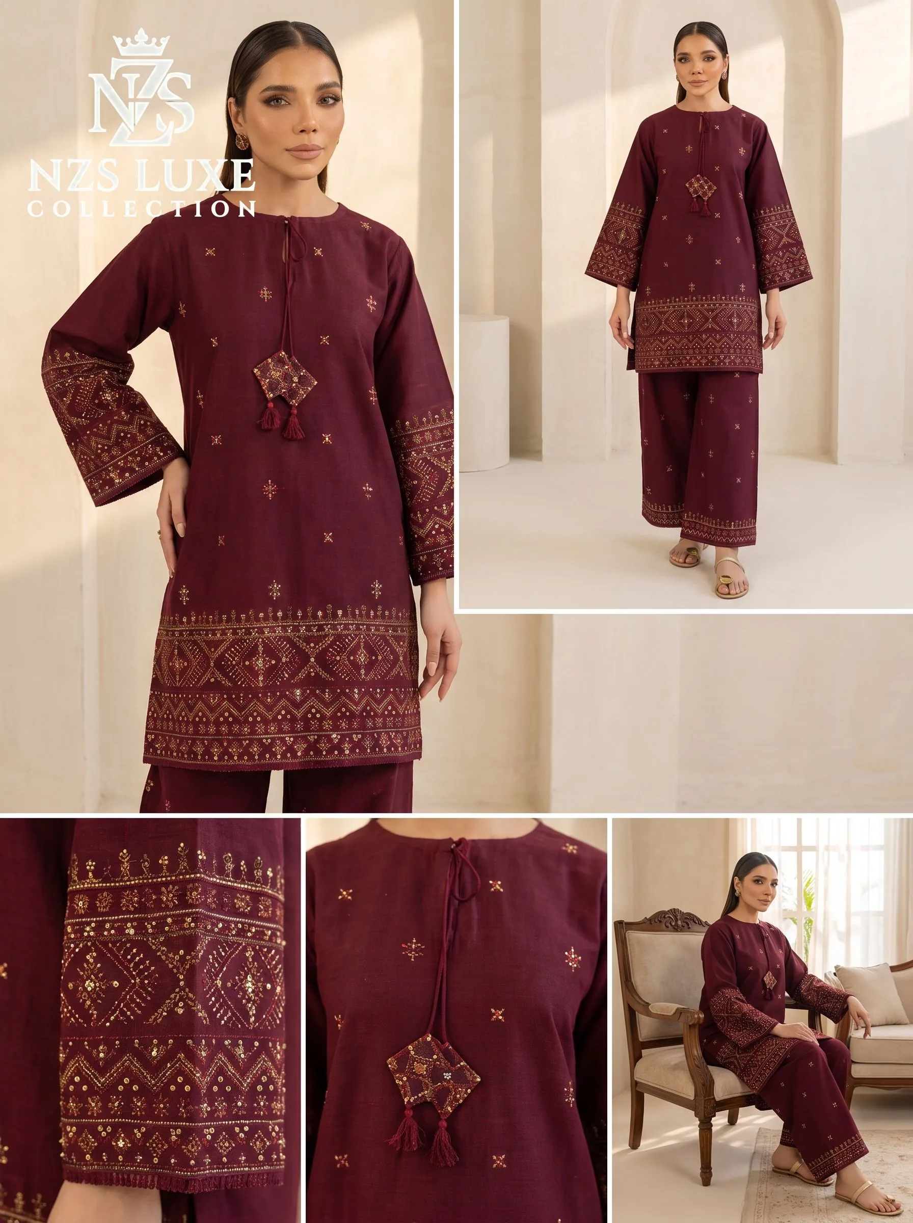 Dhanak Embroidered 2-Piece unStitched Suit - image 3
