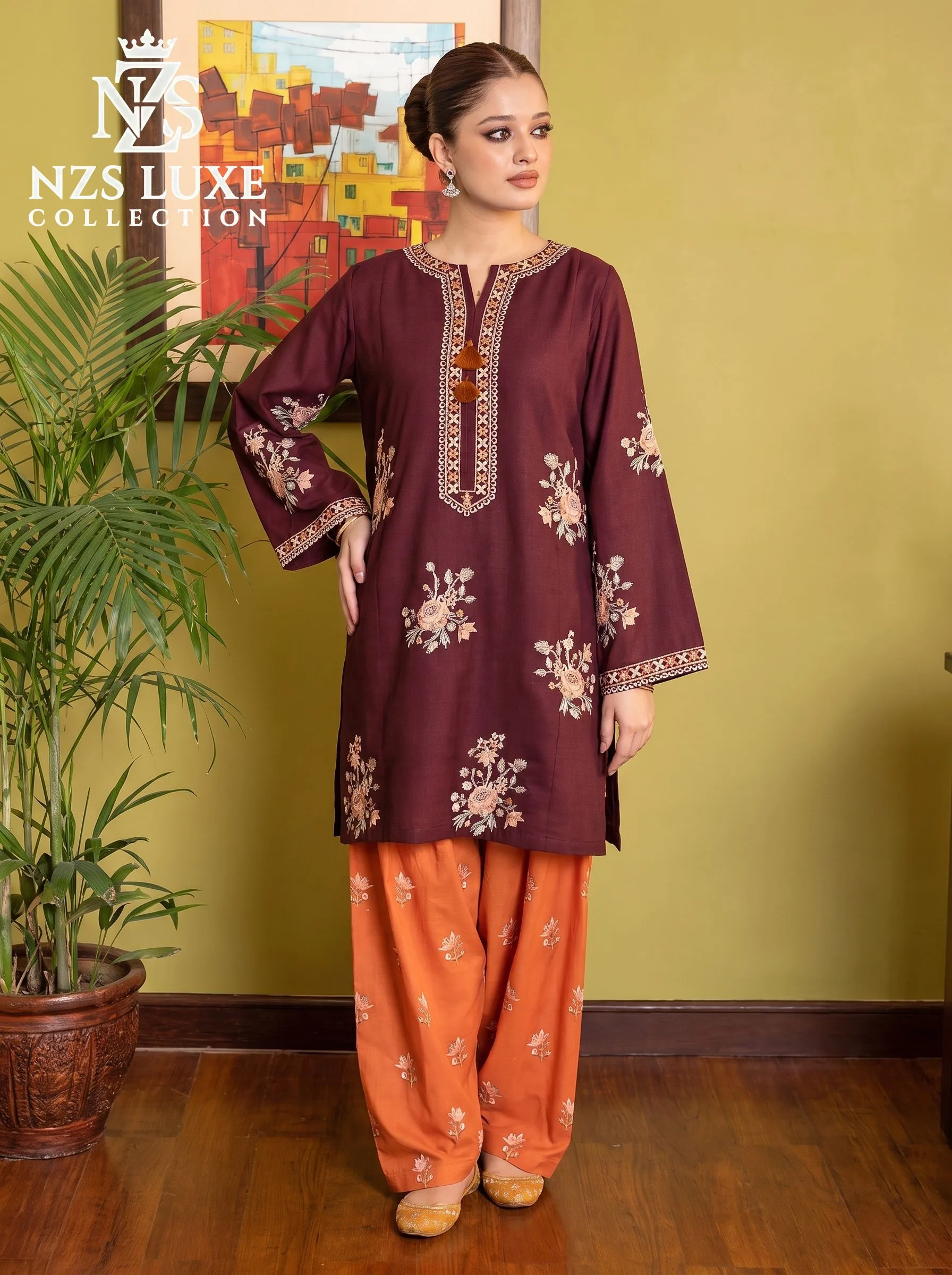 Dhanak Embroidered 2pc Front Sleeves unStitched Suit - image 1