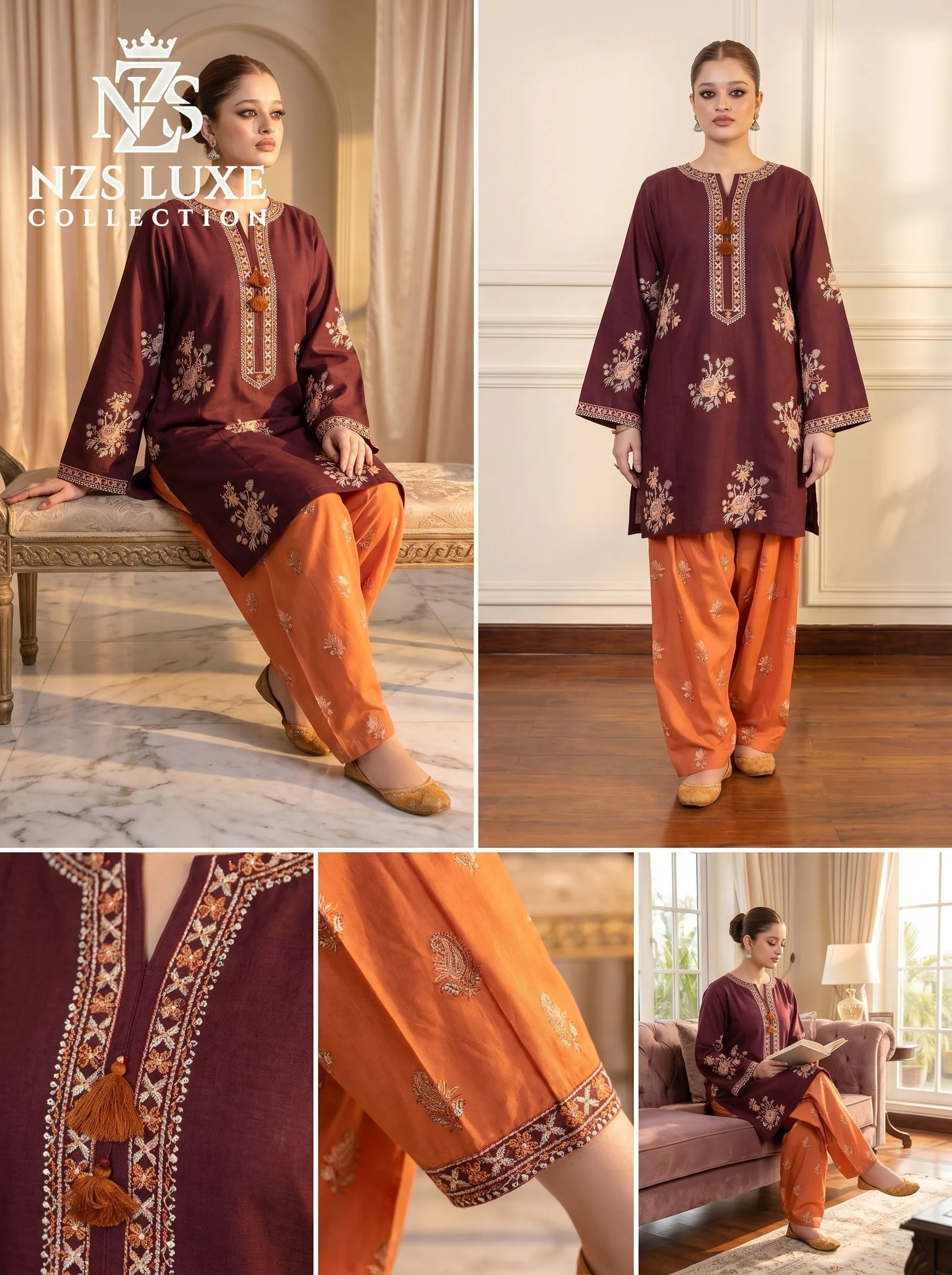 Dhanak Embroidered 2pc Front Sleeves unStitched Suit - image 3