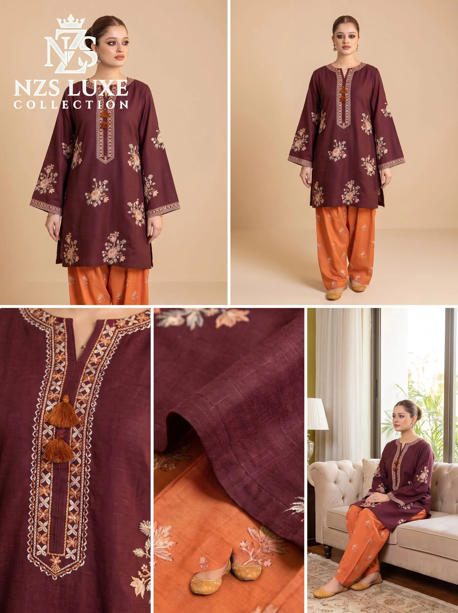 Dhanak Embroidered 2pc Front Sleeves unStitched Suit - image 4