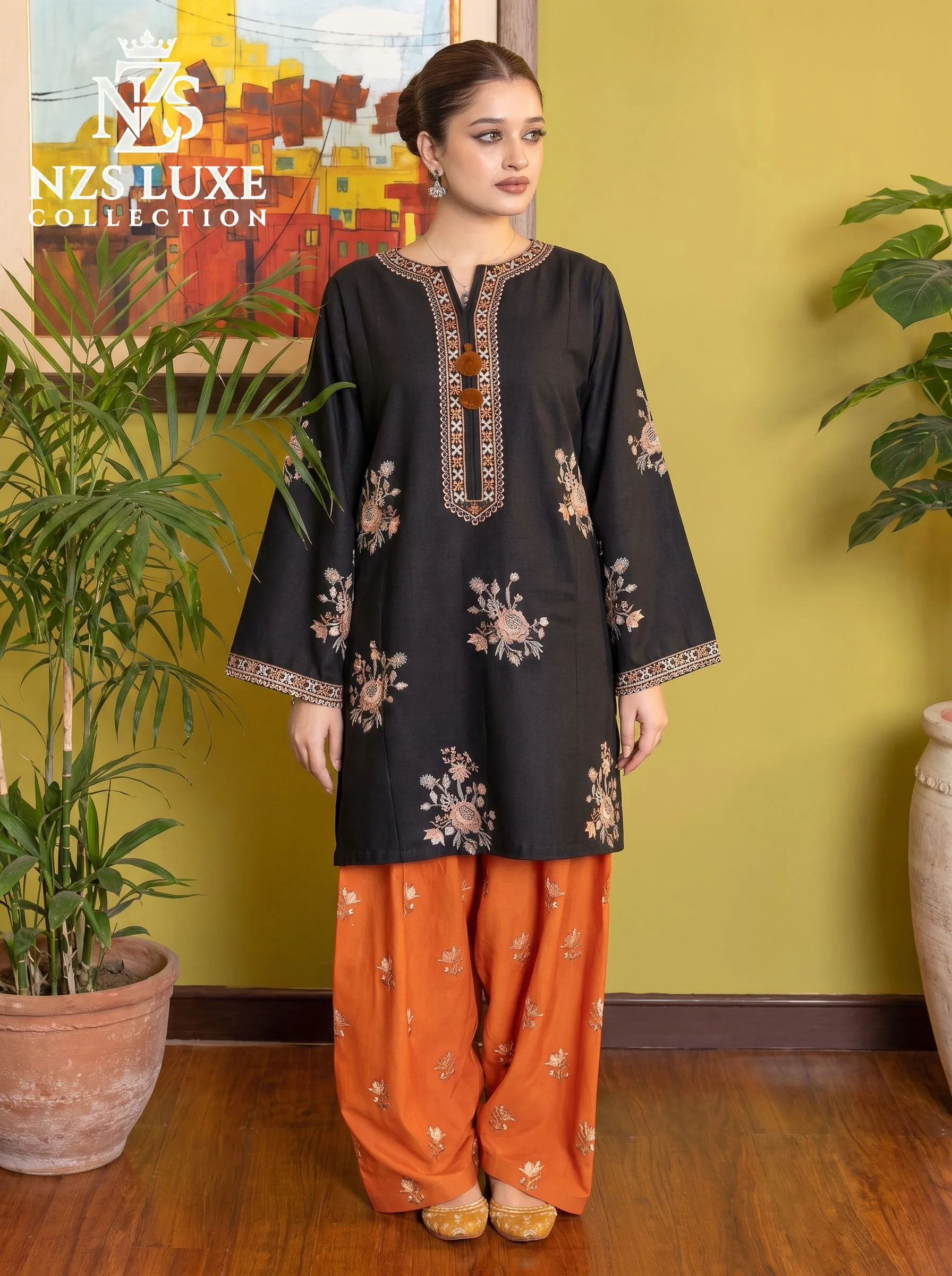 Dhanak Embroidered 2pc Front Sleeves unStitched Suit - image 5