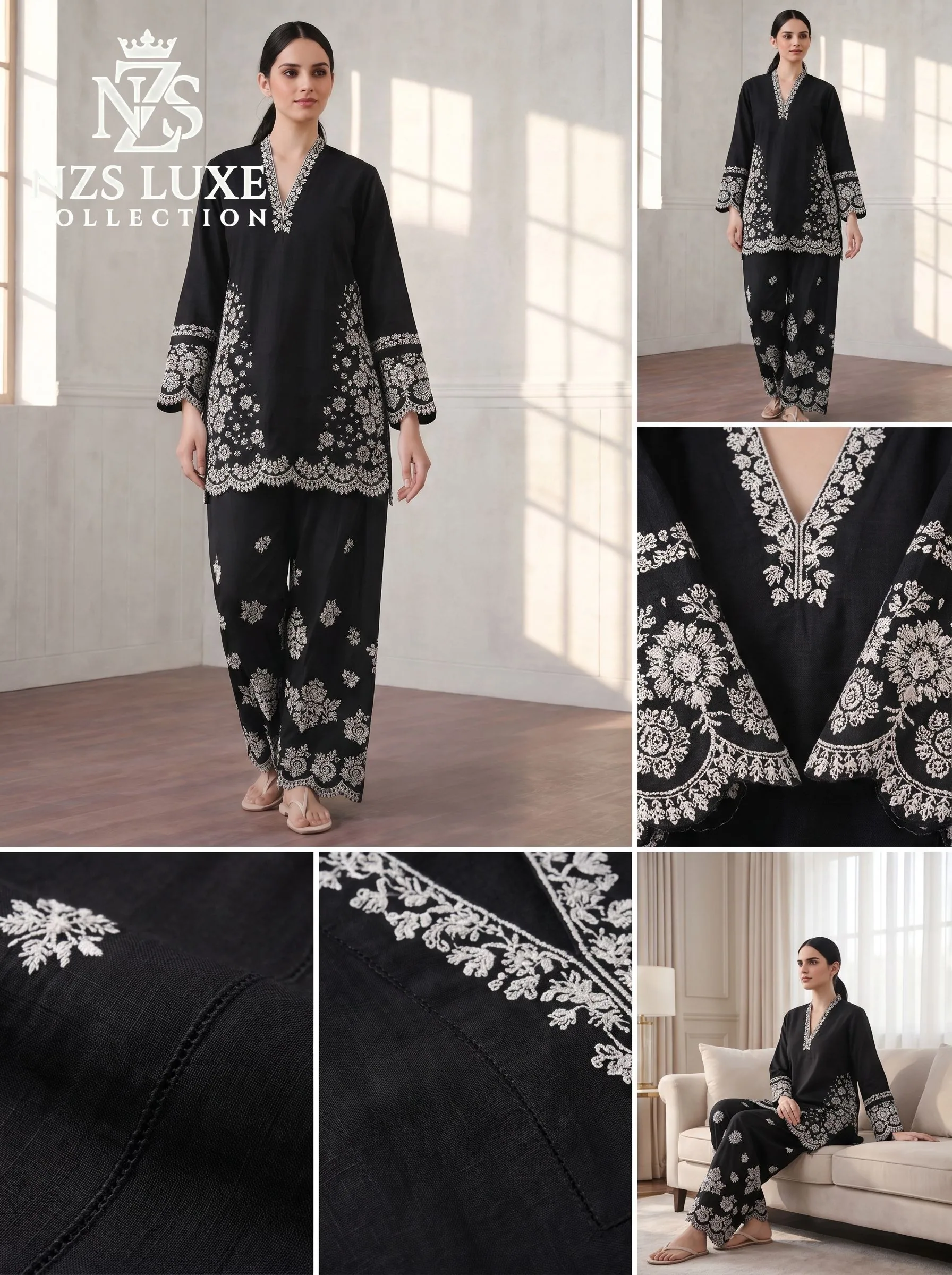 Dhanak Embroidered Front & Sleeves 2-Piece unStitched Suit - image 2