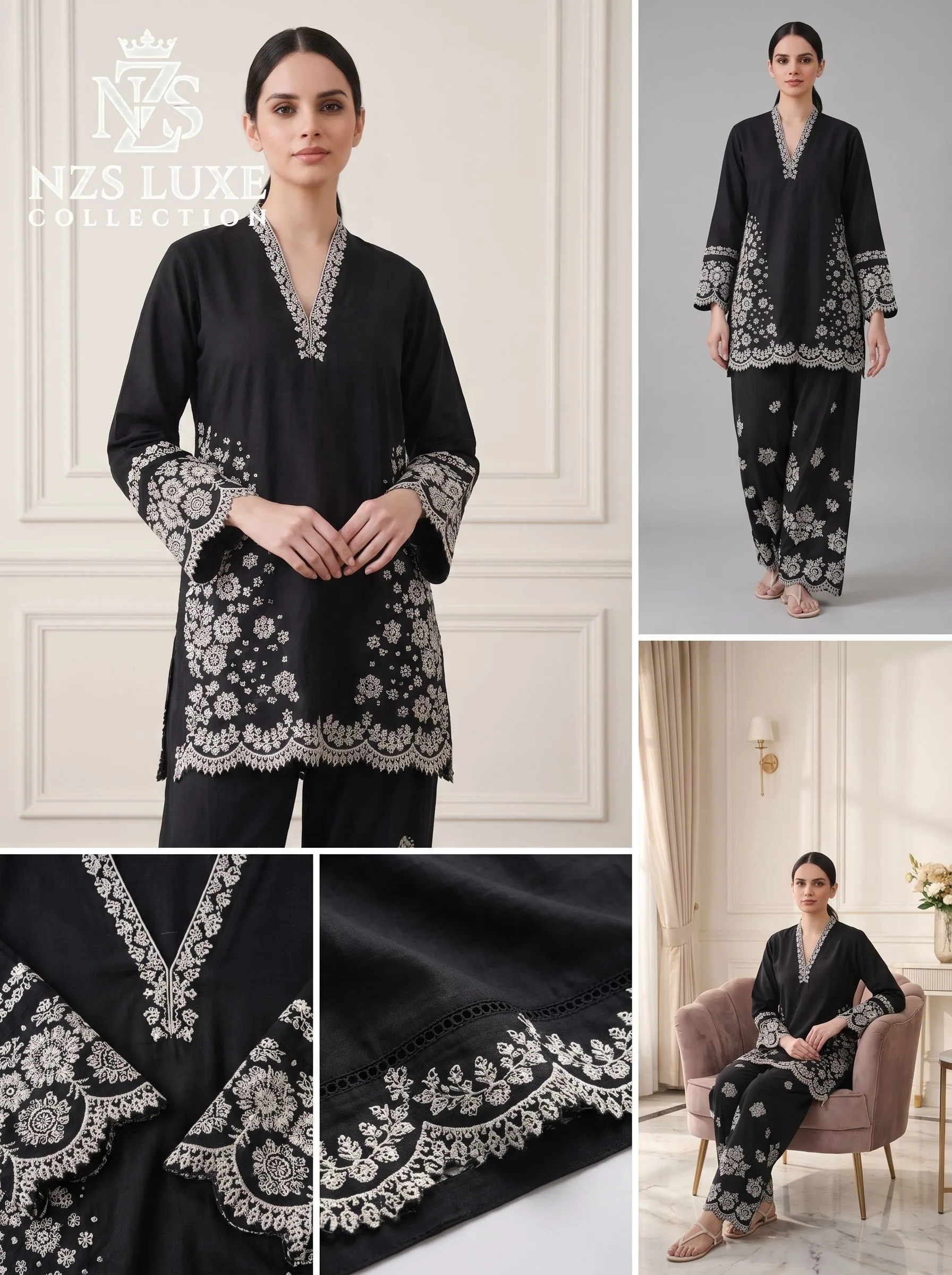 Dhanak Embroidered Front & Sleeves 2-Piece unStitched Suit - image 3