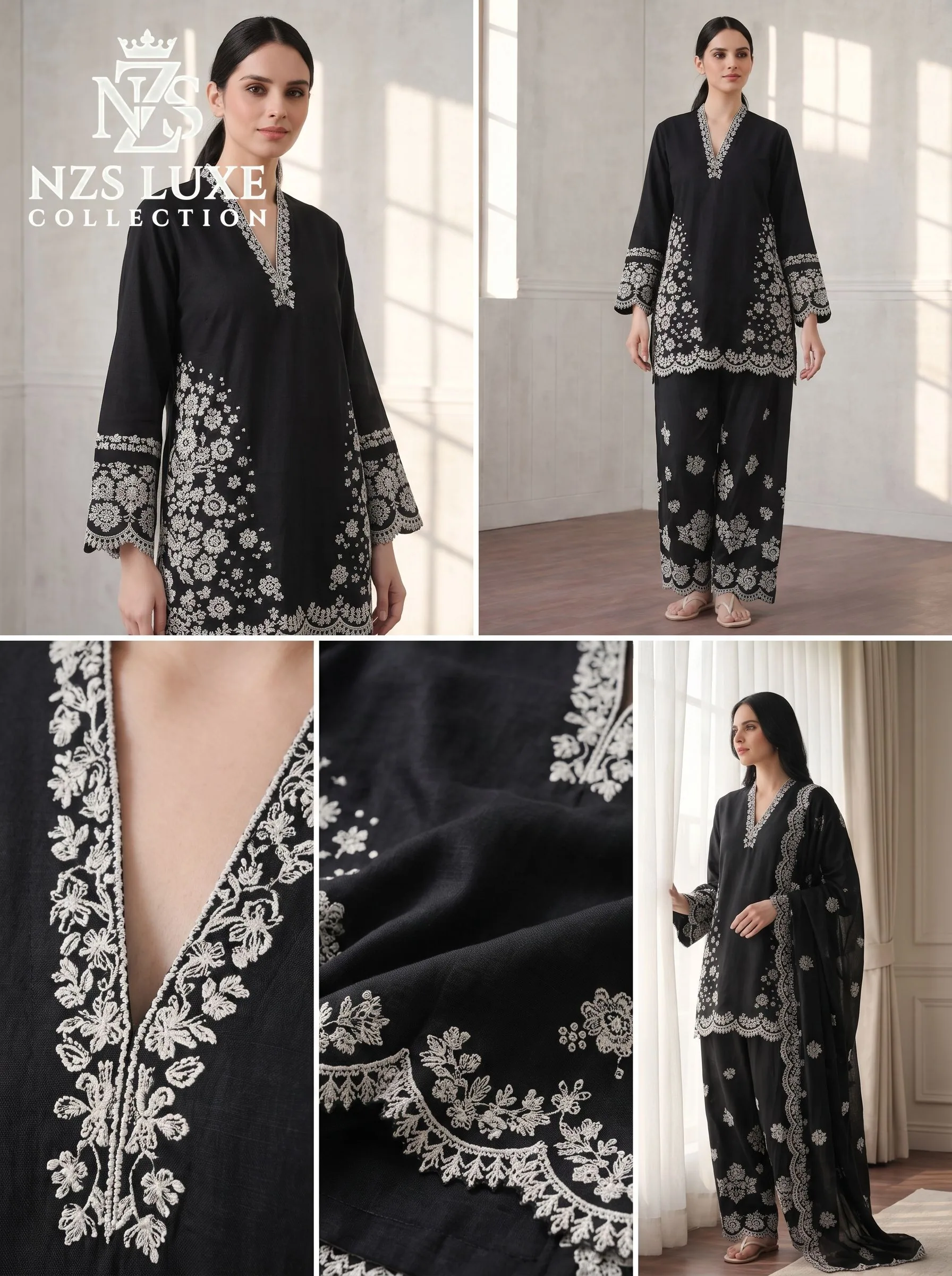 Dhanak Embroidered Front & Sleeves 2-Piece unStitched Suit - image 4
