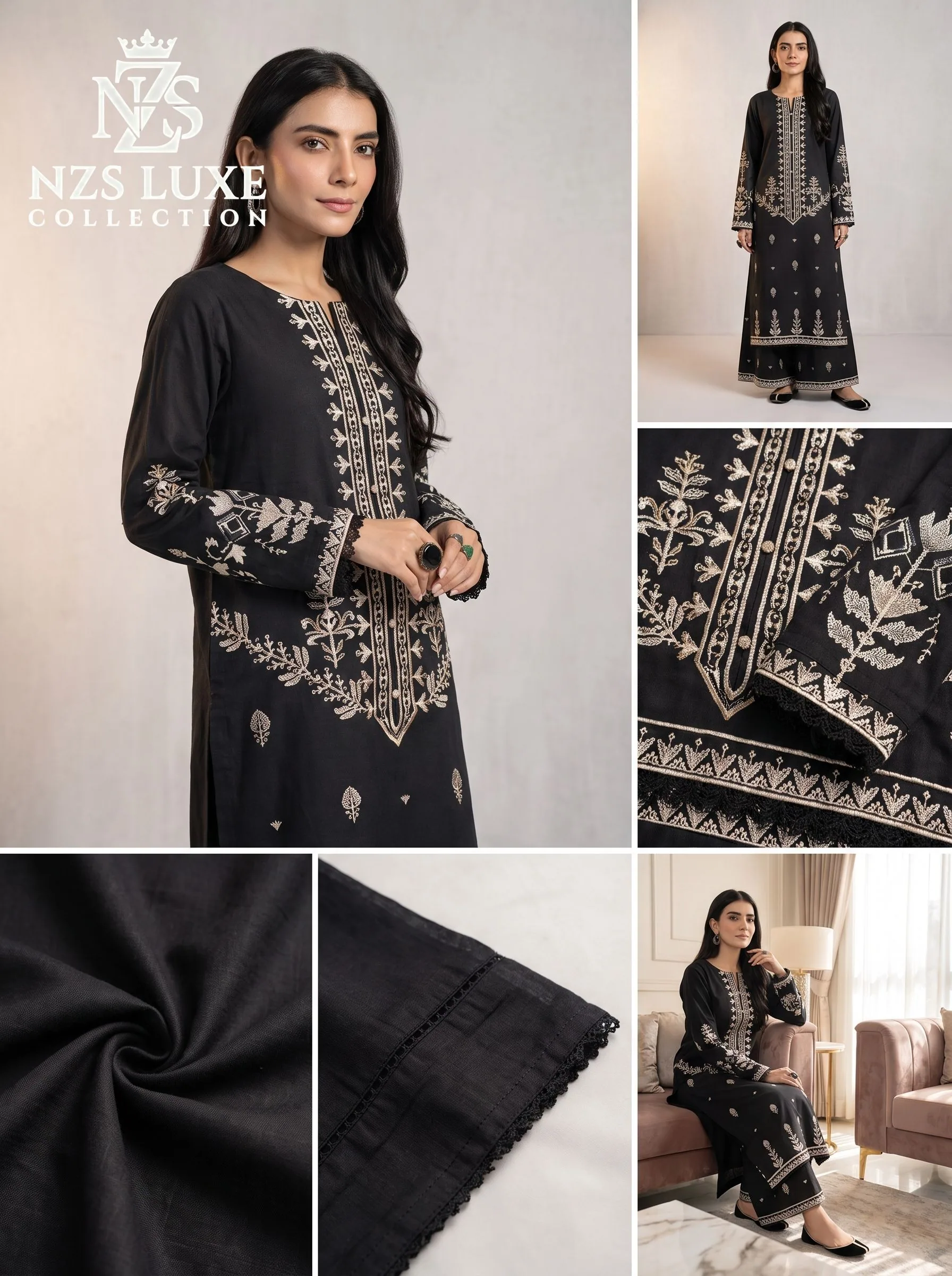 Dhanak Embroidered 2-Piece unStitched Suit - image 3