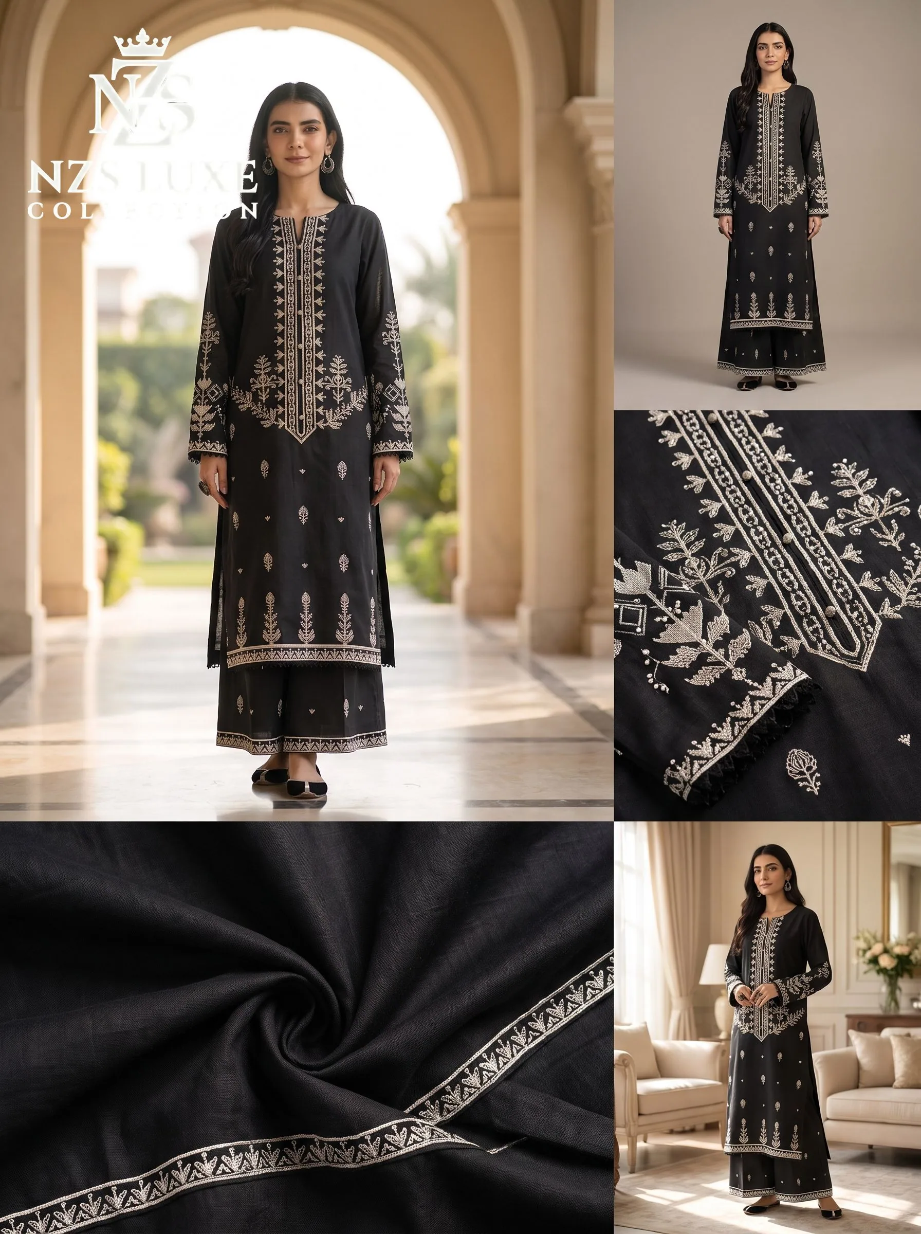 Dhanak Embroidered 2-Piece unStitched Suit - image 4