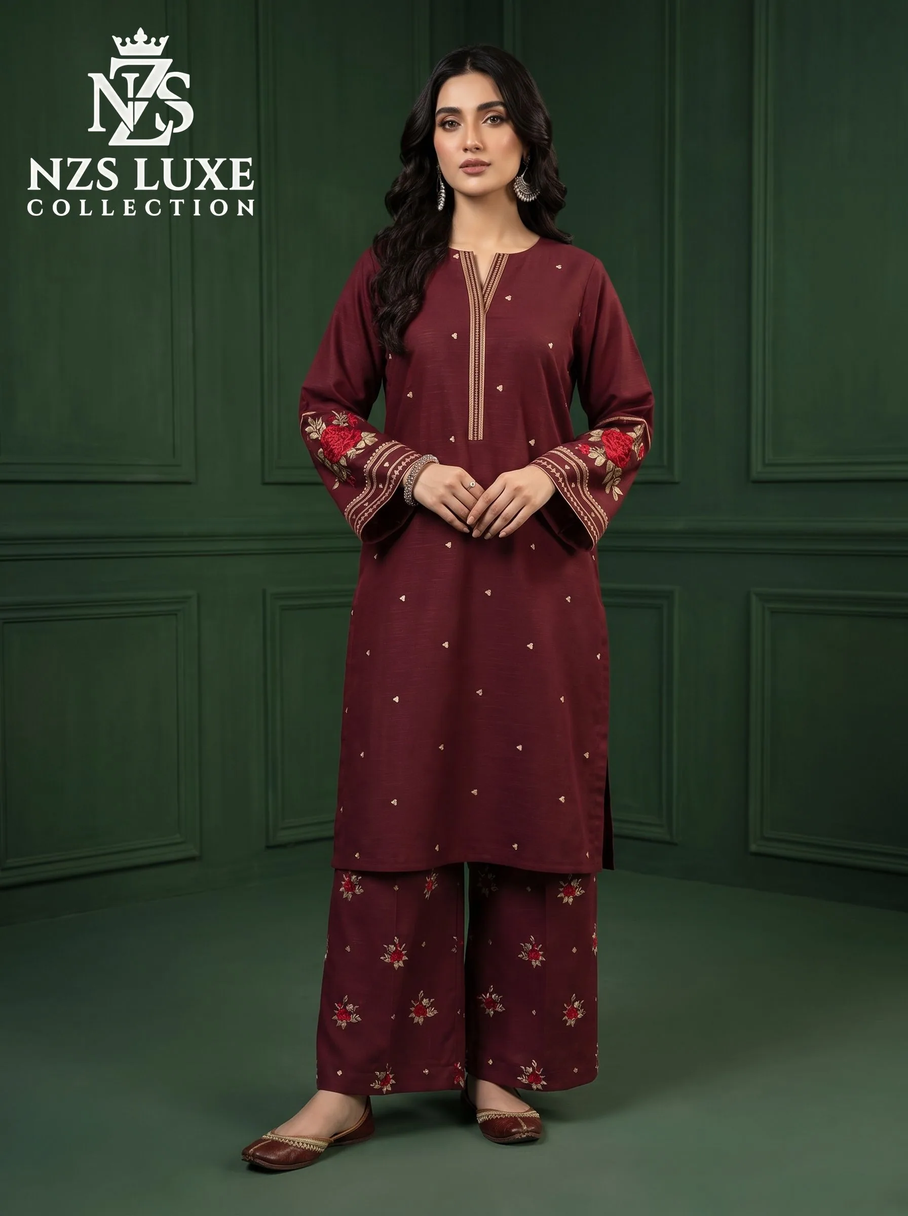 Dhanak Embroidered Front & Sleeves 2-Piece unStitched Suit - image 1