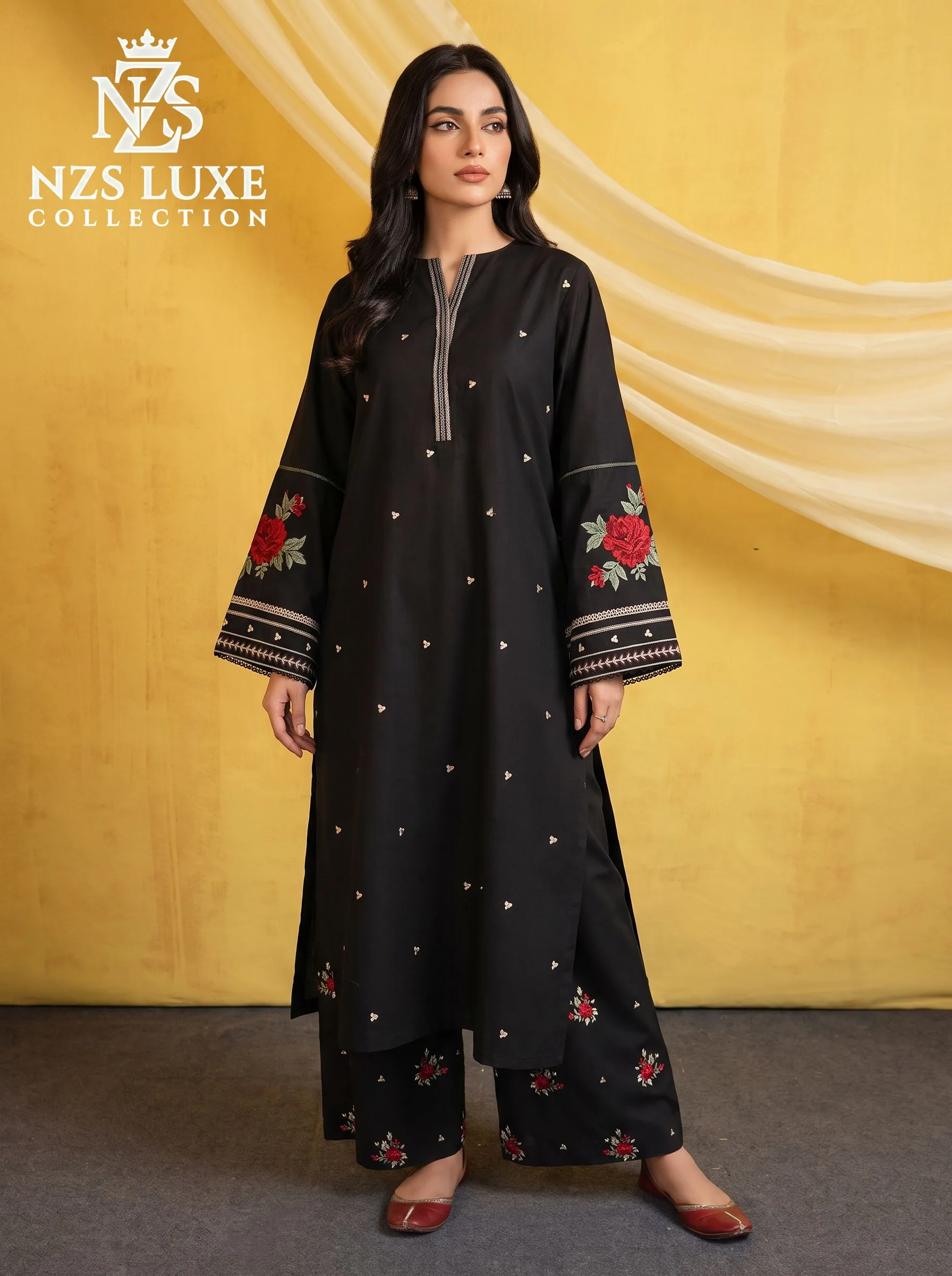 Dhanak Embroidered Front & Sleeves 2-Piece unStitched Suit - image 5