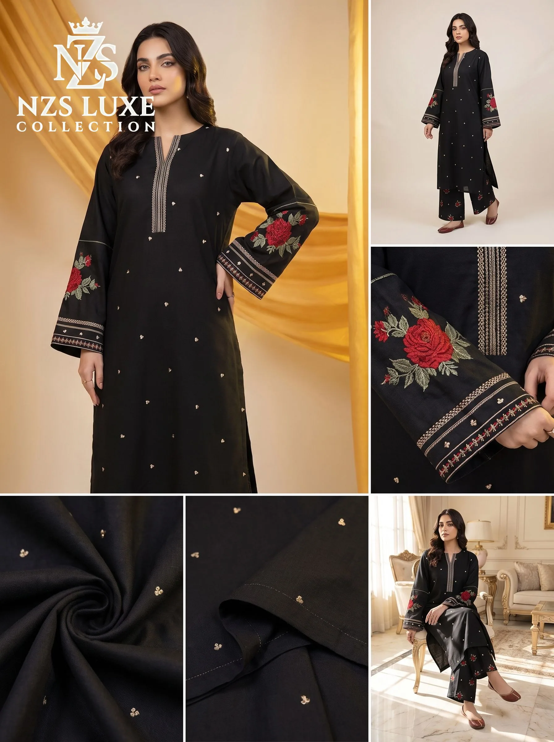 Dhanak Embroidered Front & Sleeves 2-Piece unStitched Suit - image 6
